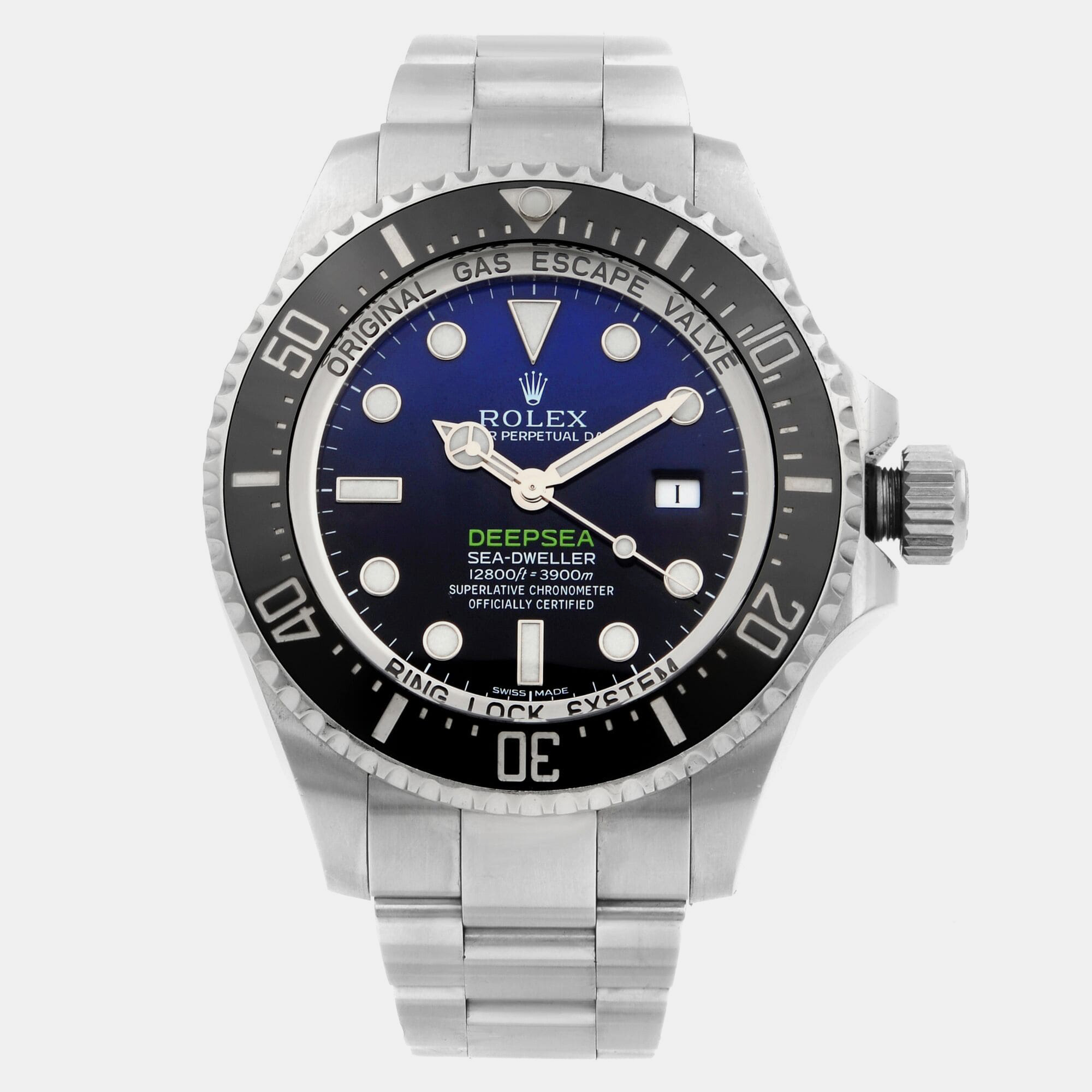 

Rolex Black Ceramic Stainless Steel DeepSea Sea-Dweller Automatic Men's Wristwatch 44 mm