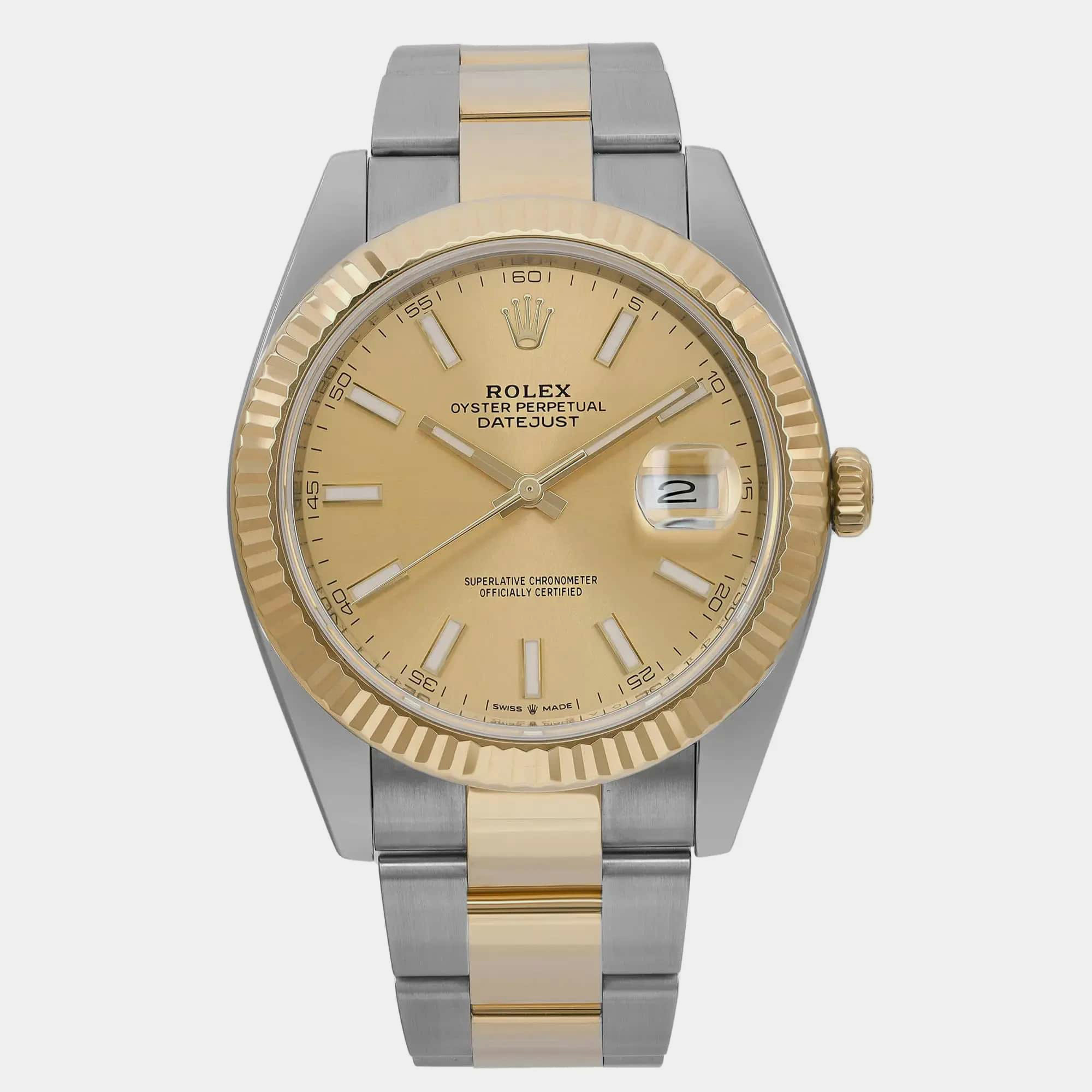 

Rolex Champagne 18k Yellow Gold Stainless Steel Datejust 126333 Automatic Men's Wristwatch 41 mm