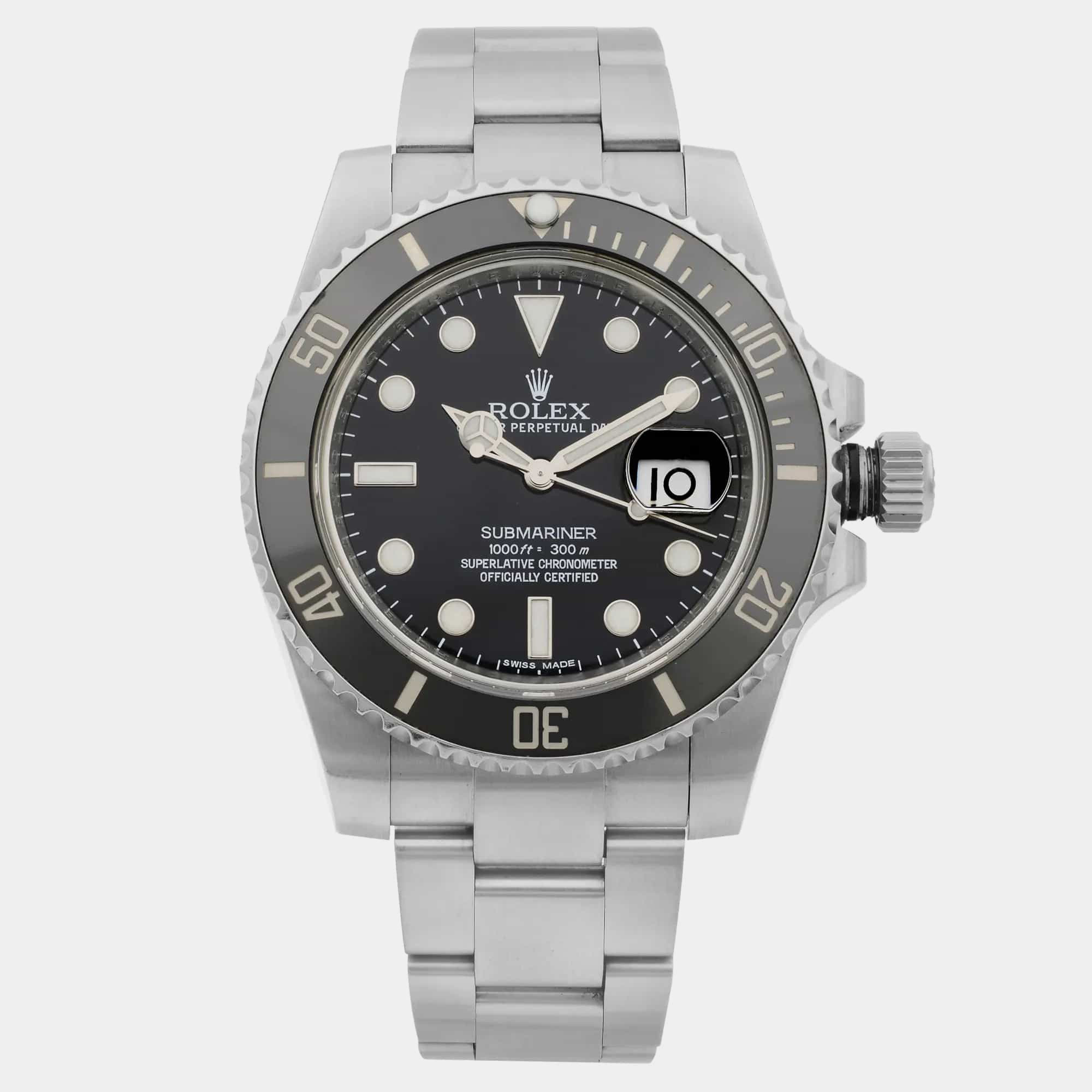 

Rolex Black Cerarmic Stainless Steel 116610LN Submariner Automatic Men's Wristwatch 40 mm