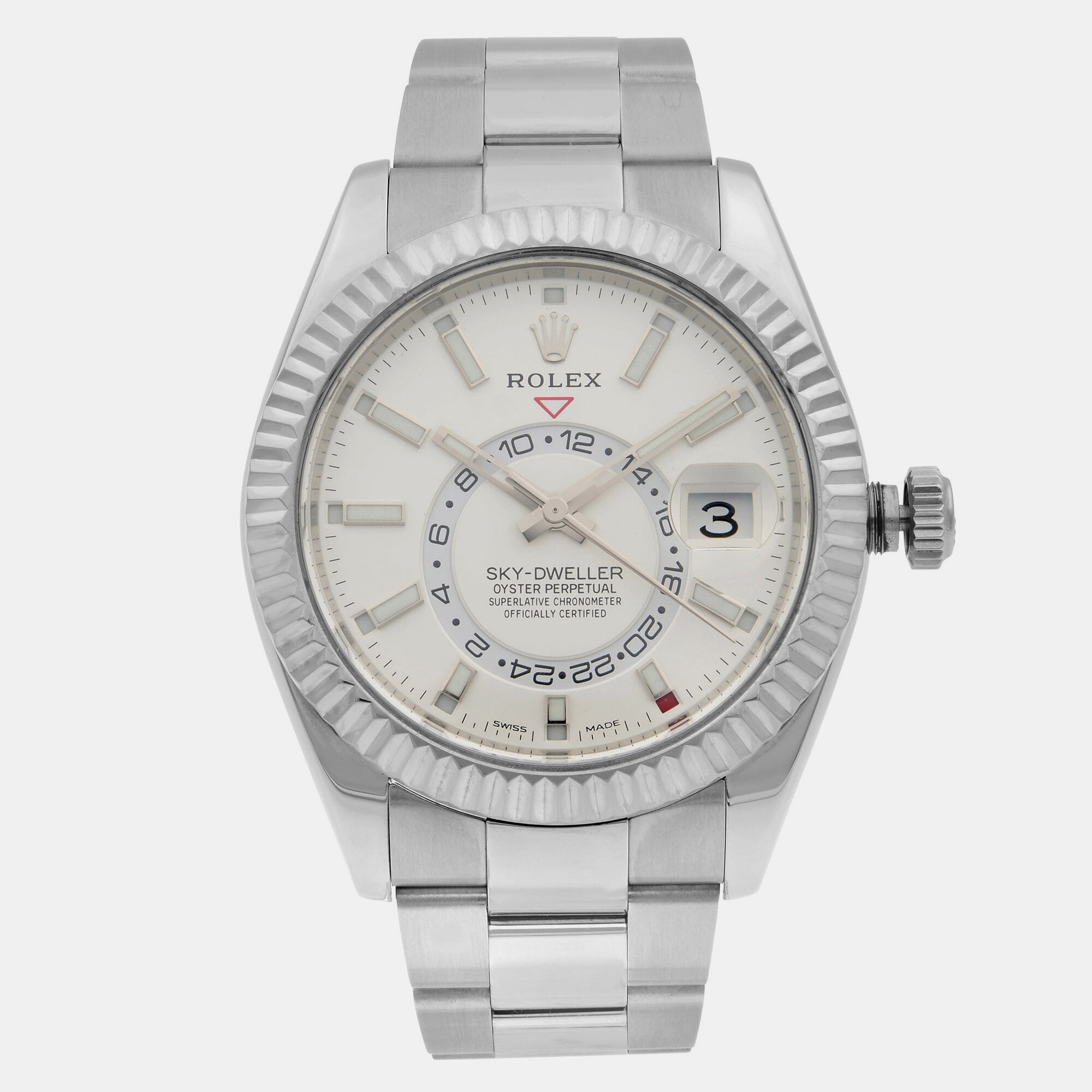 

Rolex Silver Stainless Steel Sky-Dweller 326934 Automatic Men's Wristwatch 42 mm, White