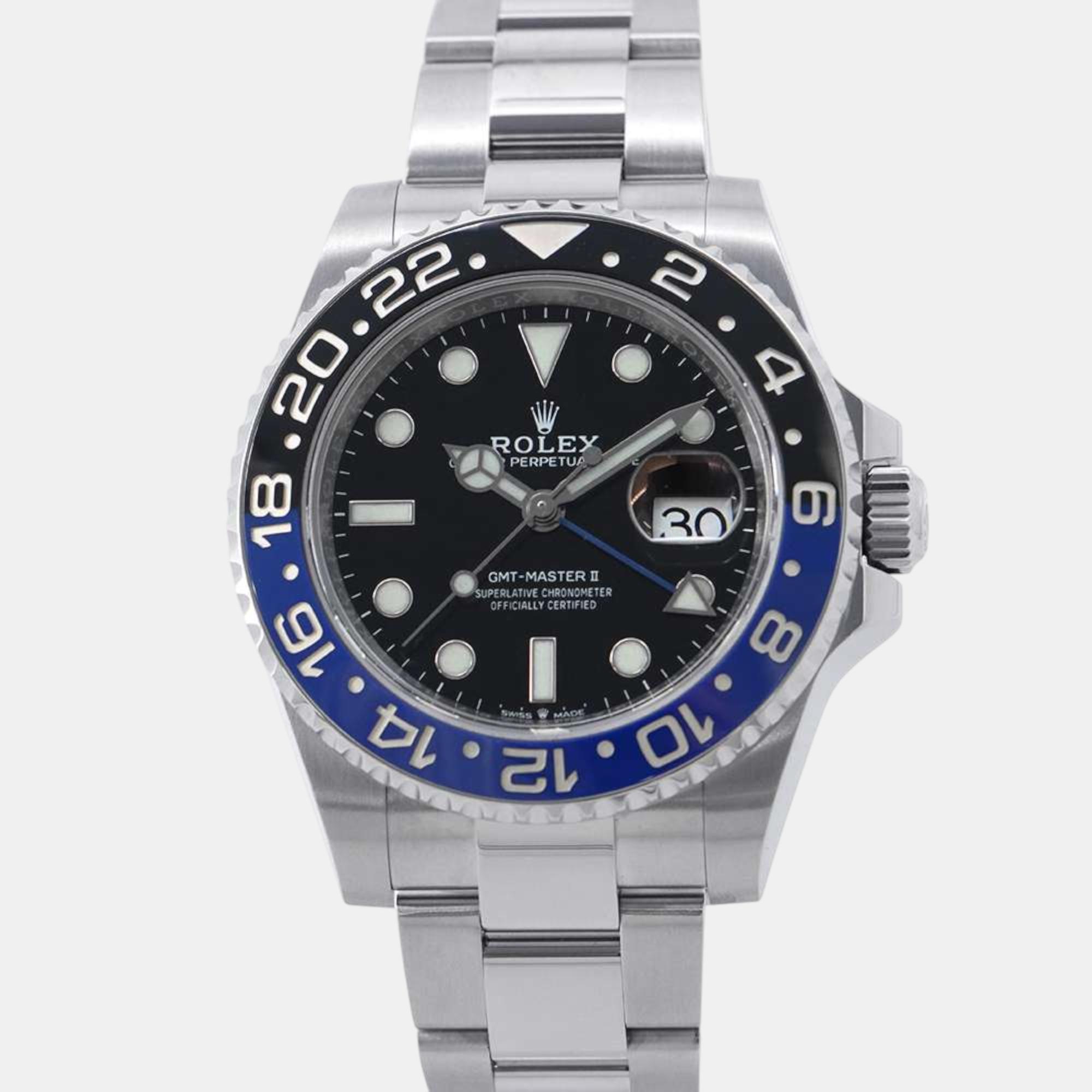 

Rolex Black Stainless Steel GMT-Master II Automatic Men's Wristwatch 40 mm