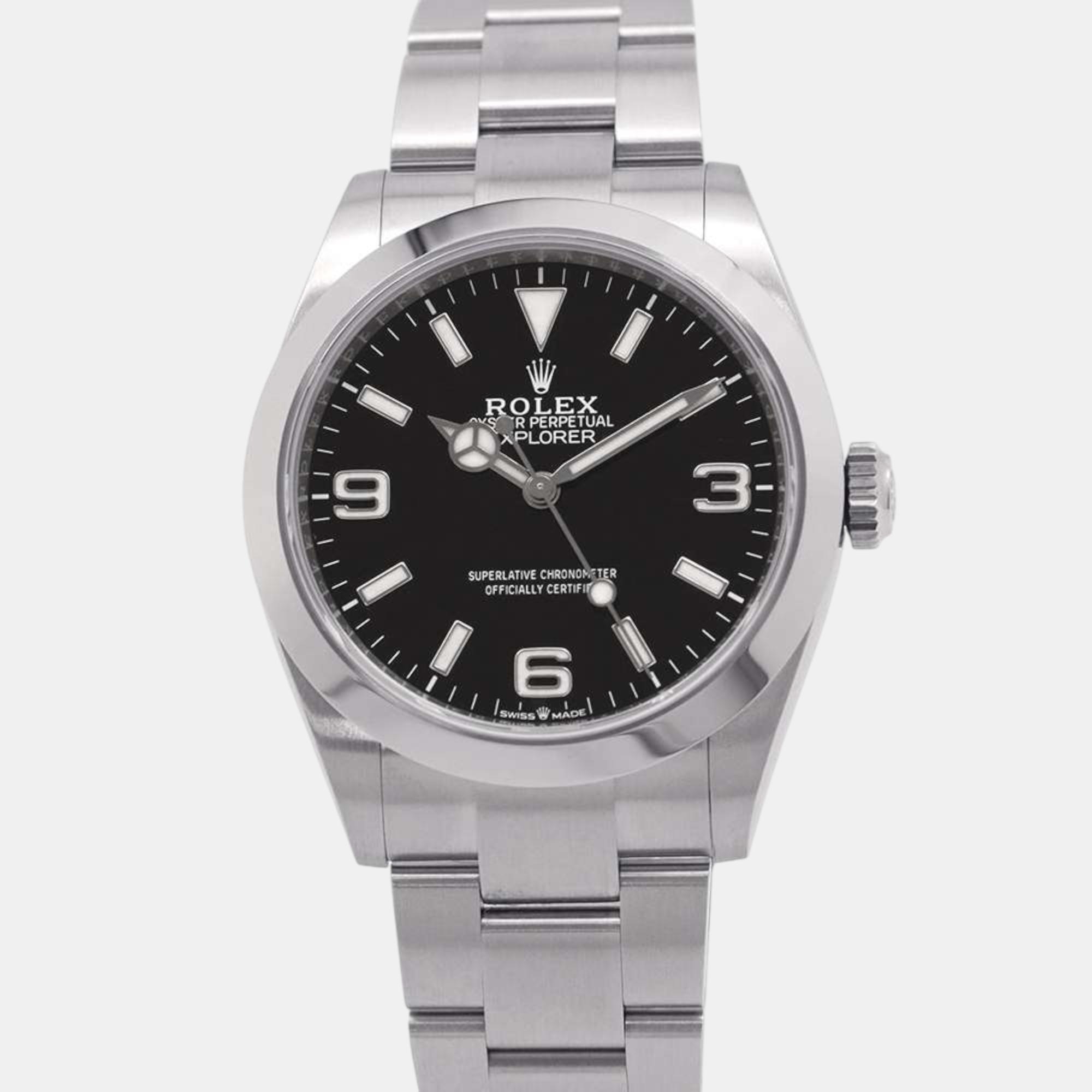 

Rolex Black Stainless Steel Explorer 224270 Automatic Men's Wristwatch 40 mm