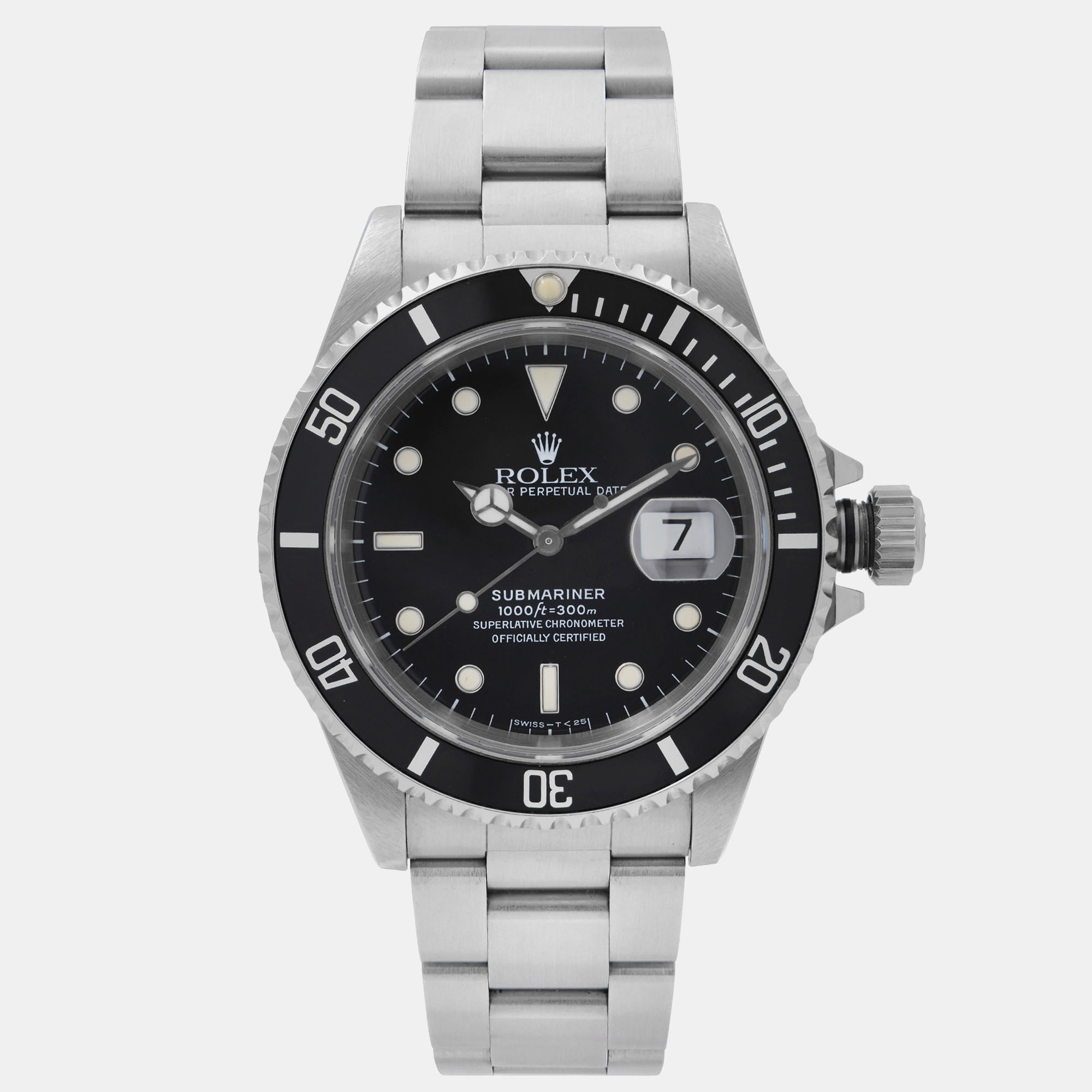 

Rolex Black Stainless Steel Submariner Date 16610 Automatic Men's Wristwatch 40 mm