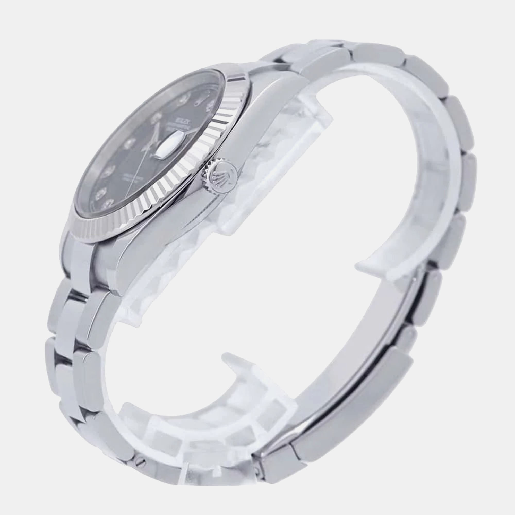 Rolex Black White Gold Stainless Steel Diamond Datejust Automatic Men`s Wristwatch 41 mm 