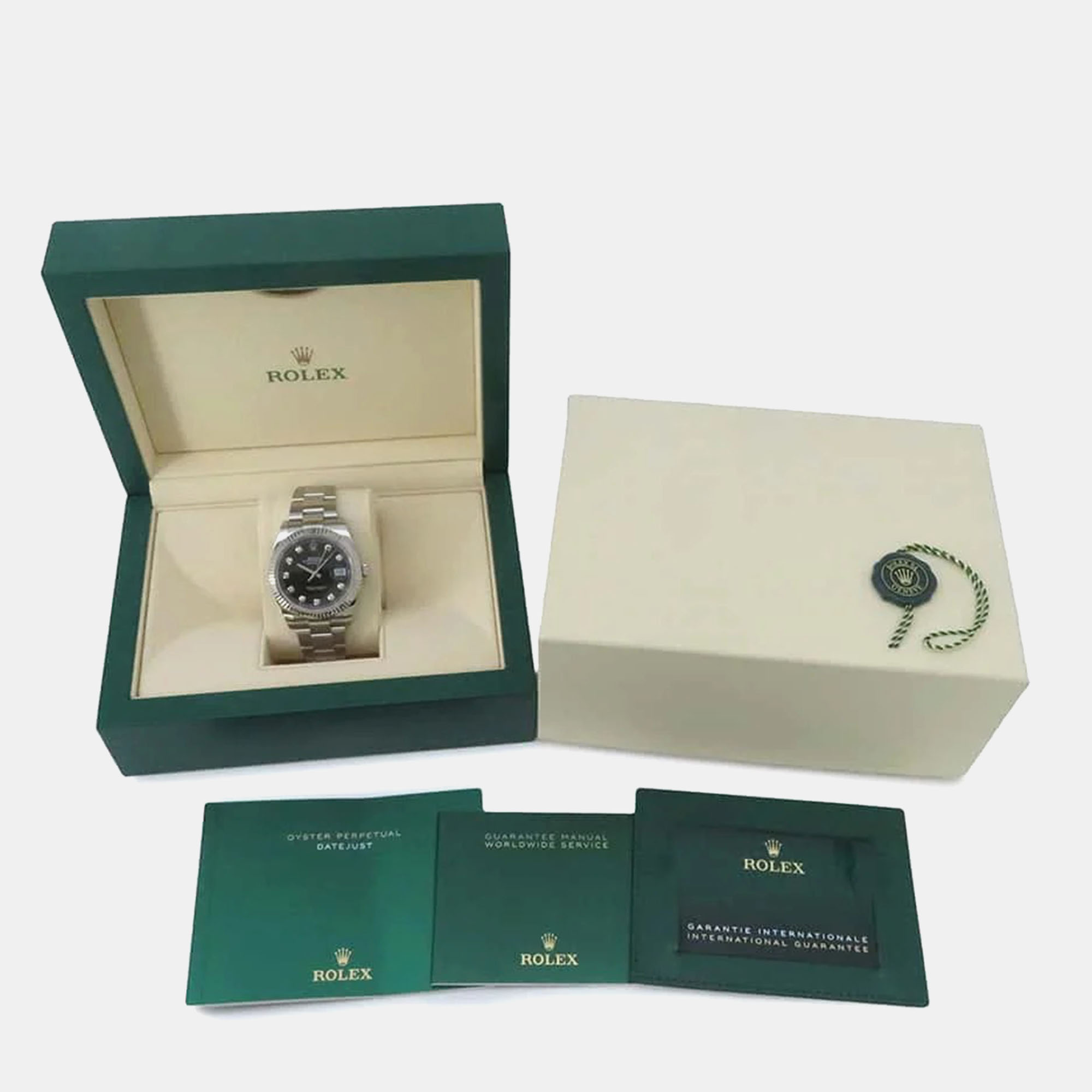 Rolex Black White Gold Stainless Steel Diamond Datejust Automatic Men`s Wristwatch 41 mm 
