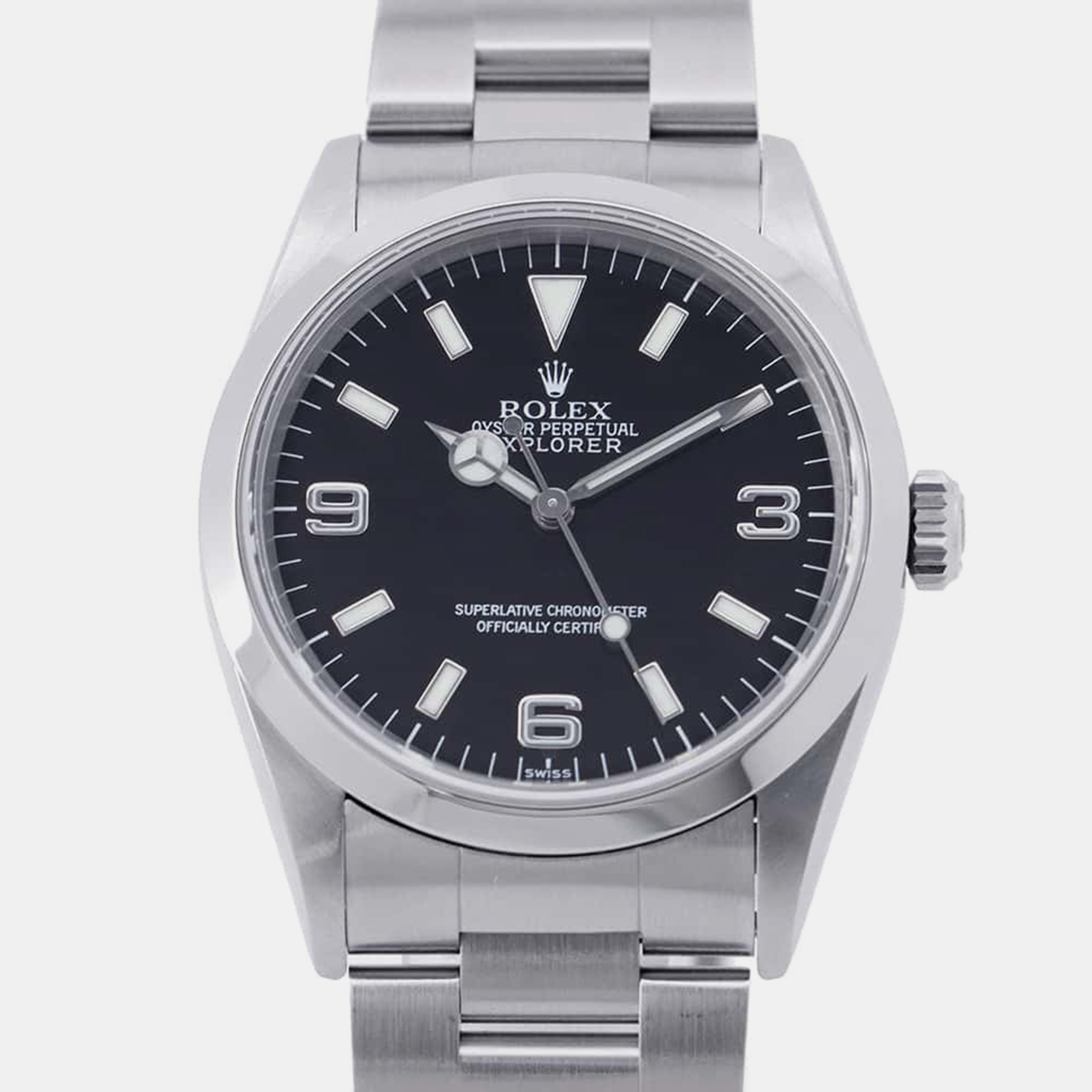 

Rolex Black Stainless Steel Explorer 14270 Automatic Men's Wristwatch 36 mm