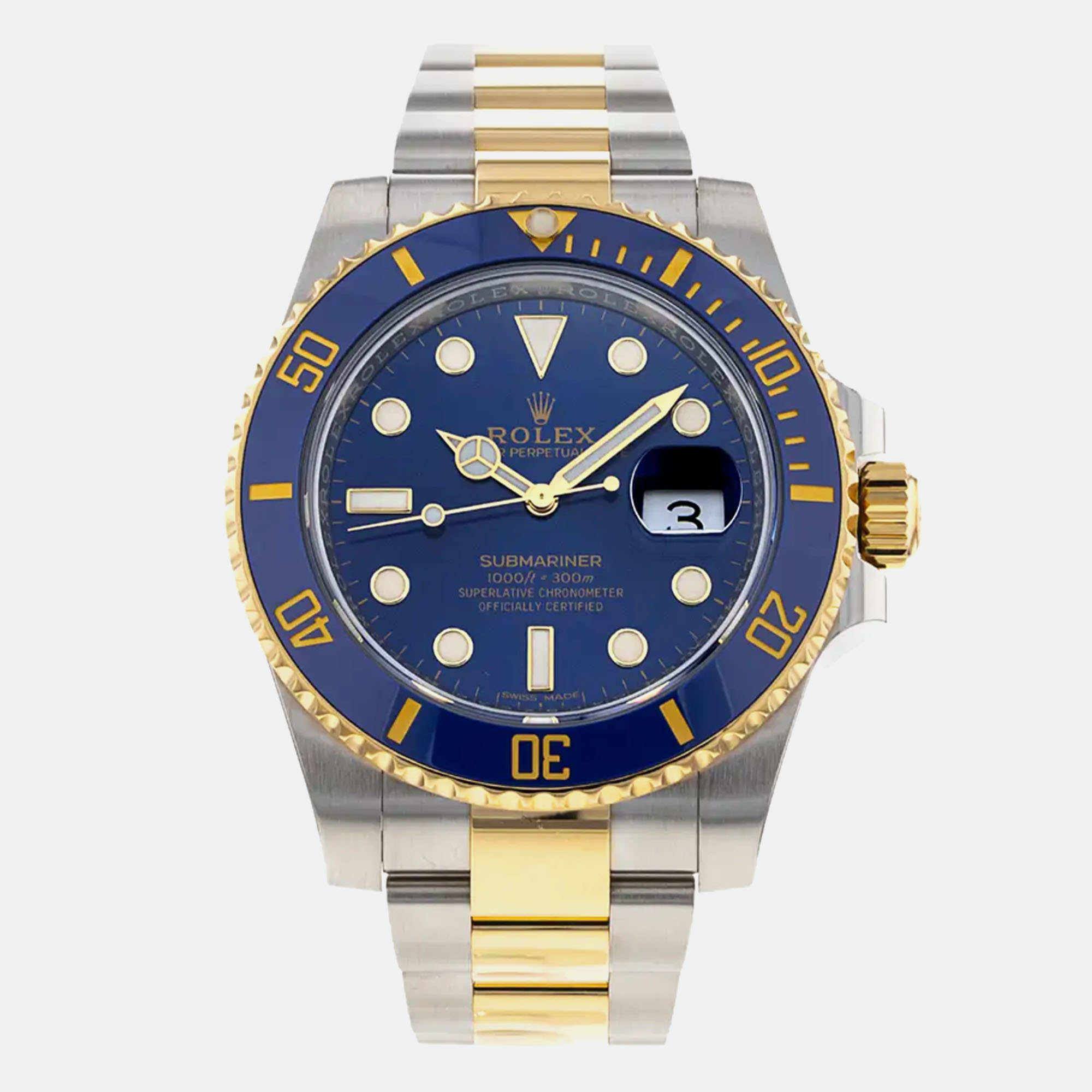 

Rolex Blue 18K Yellow Gold and Stainless Steel Submariner 116613LB Men's Wristwatch 40 mm