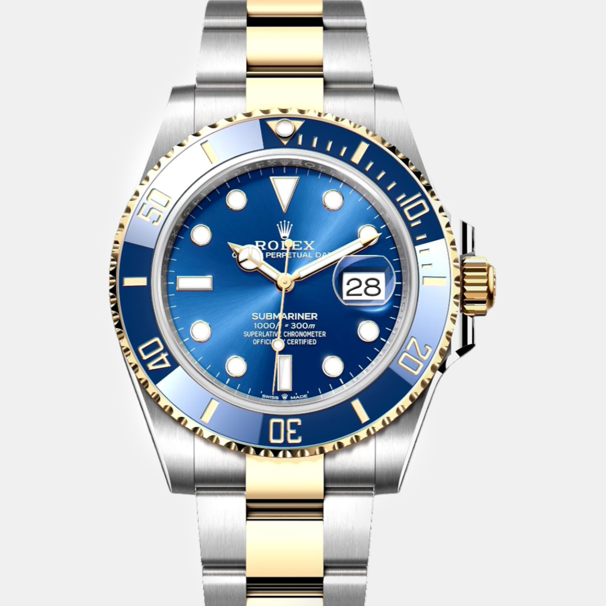 

Rolex Blue 18K Yellow Gold Stainless Steel Submariner LB Automatic Men's Wristwatch 41 mm