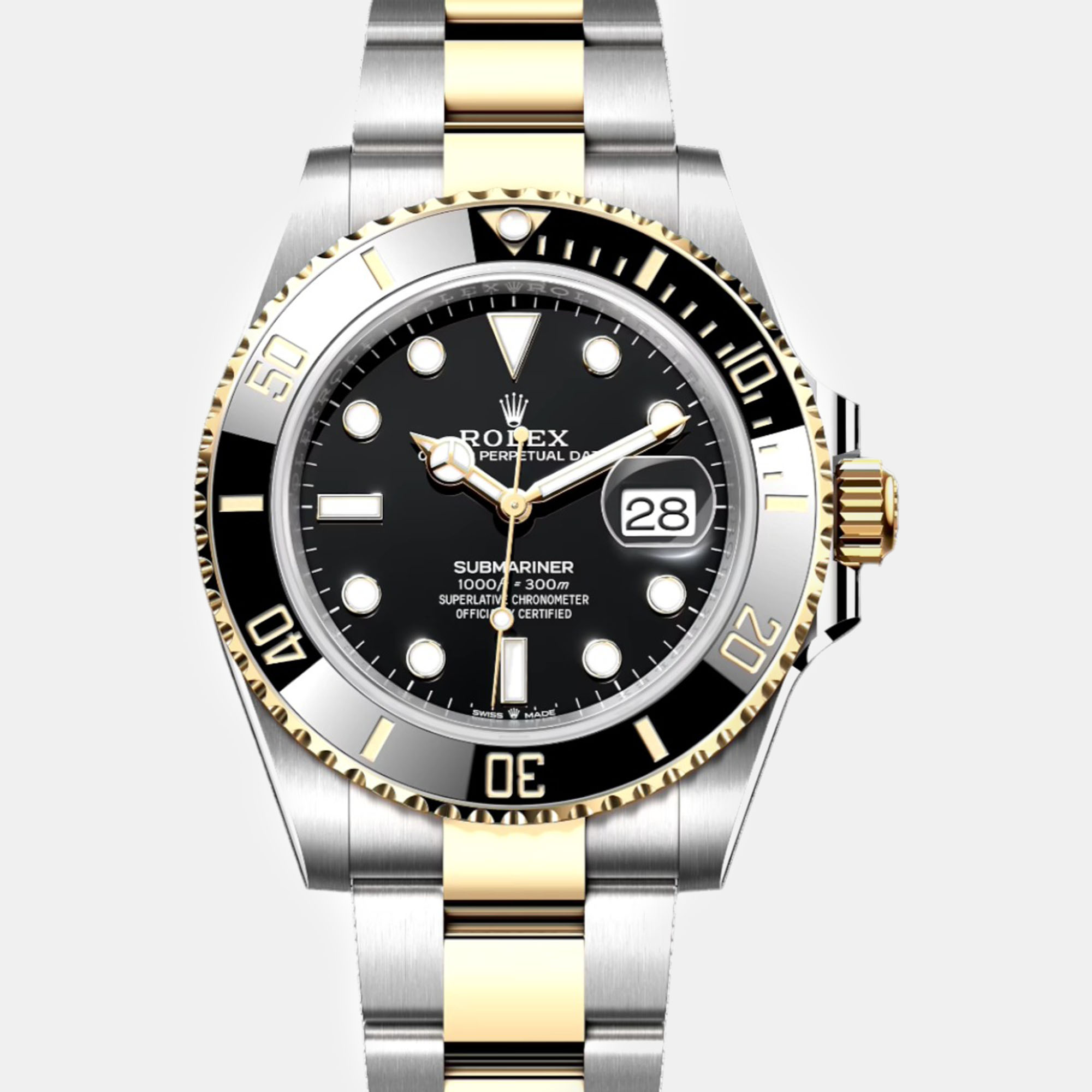 

Rolex Black 18K Yellow Gold Stainless Steel Submariner LN Automatic Men's Wristwatch 41 mm