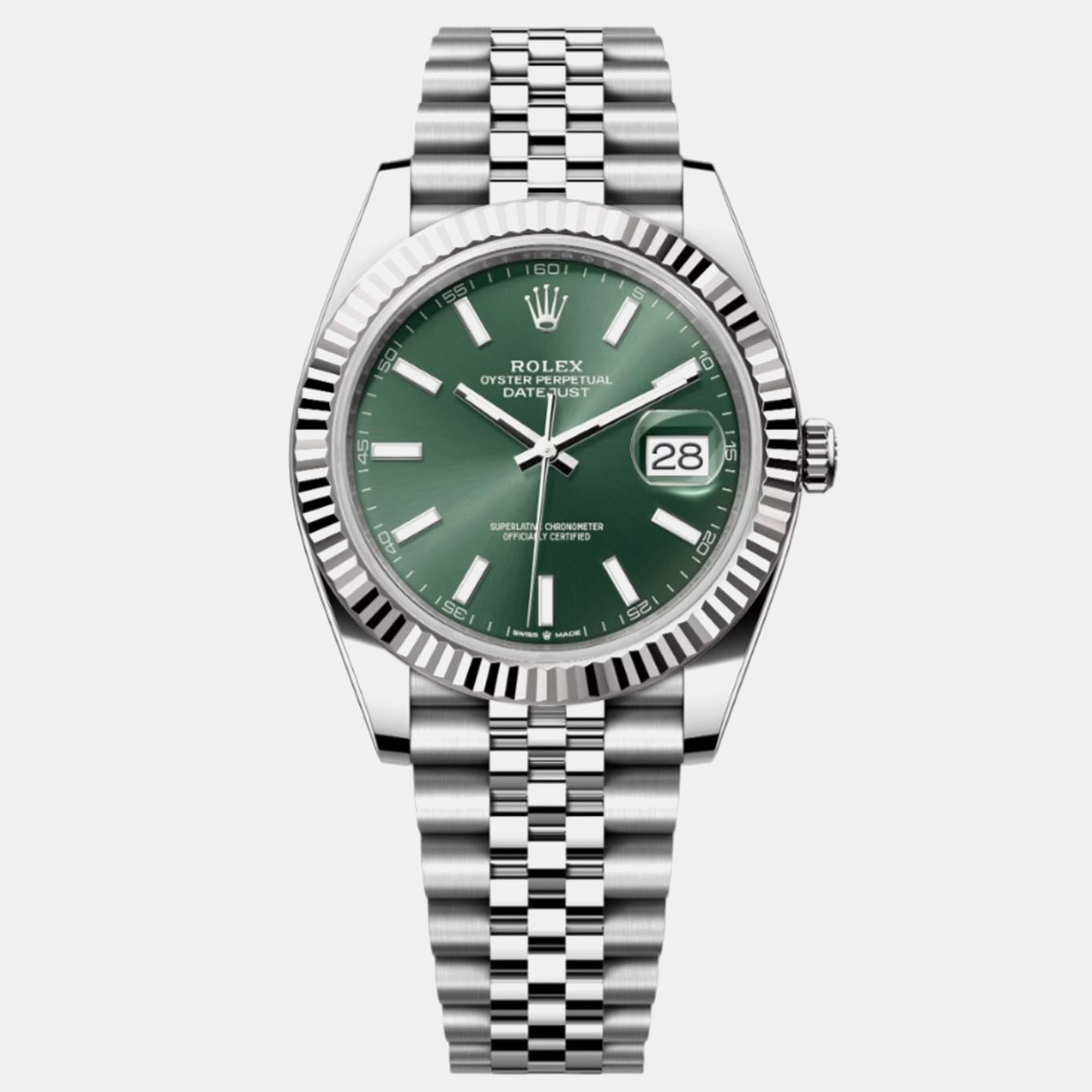 

Rolex Mint Stainless Steel Datejust Automatic Men's Wristwatch 41 mm, Green