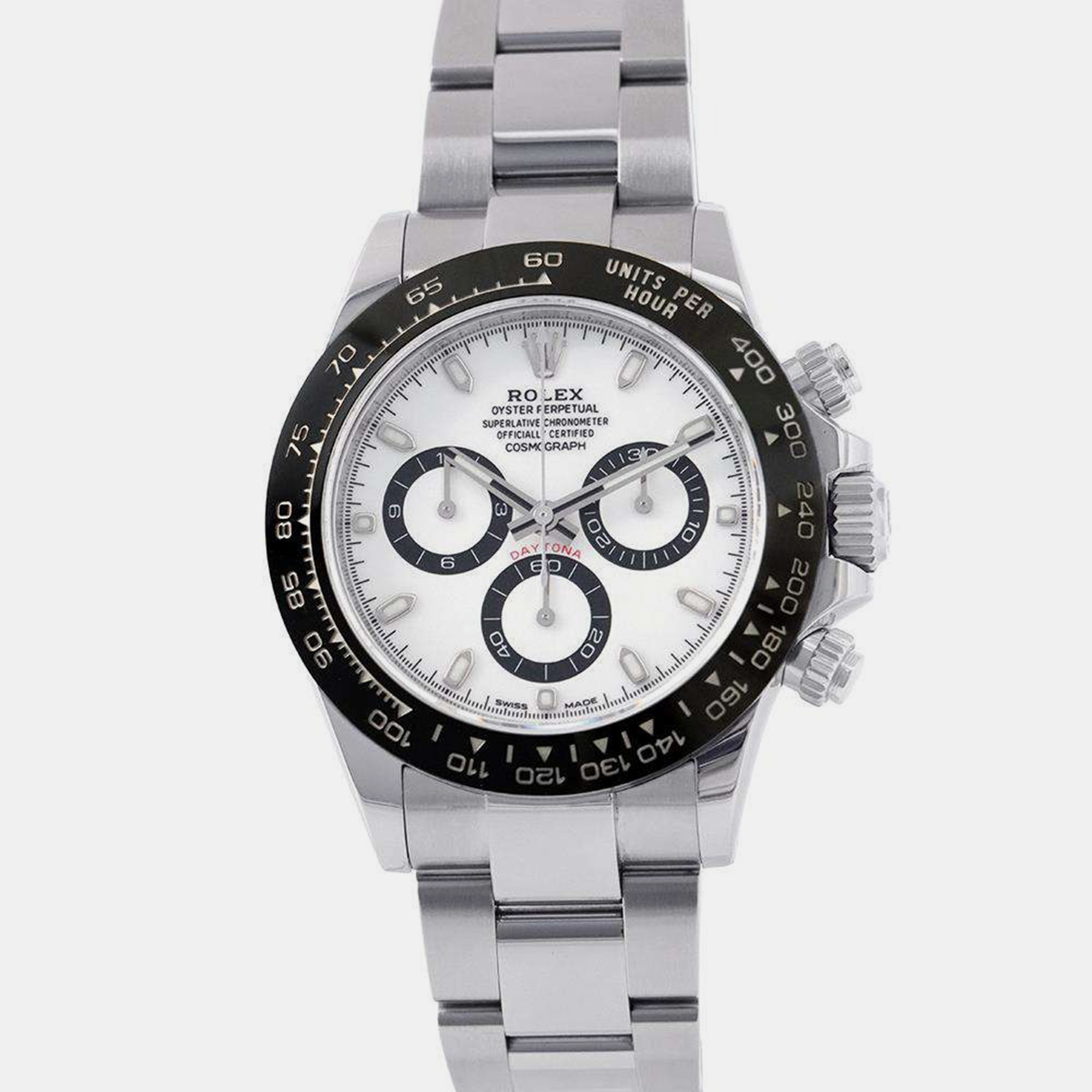 

Rolex White Stainless Steel Cosmograph Daytona Automatic Men's Wristwatch 40 mm