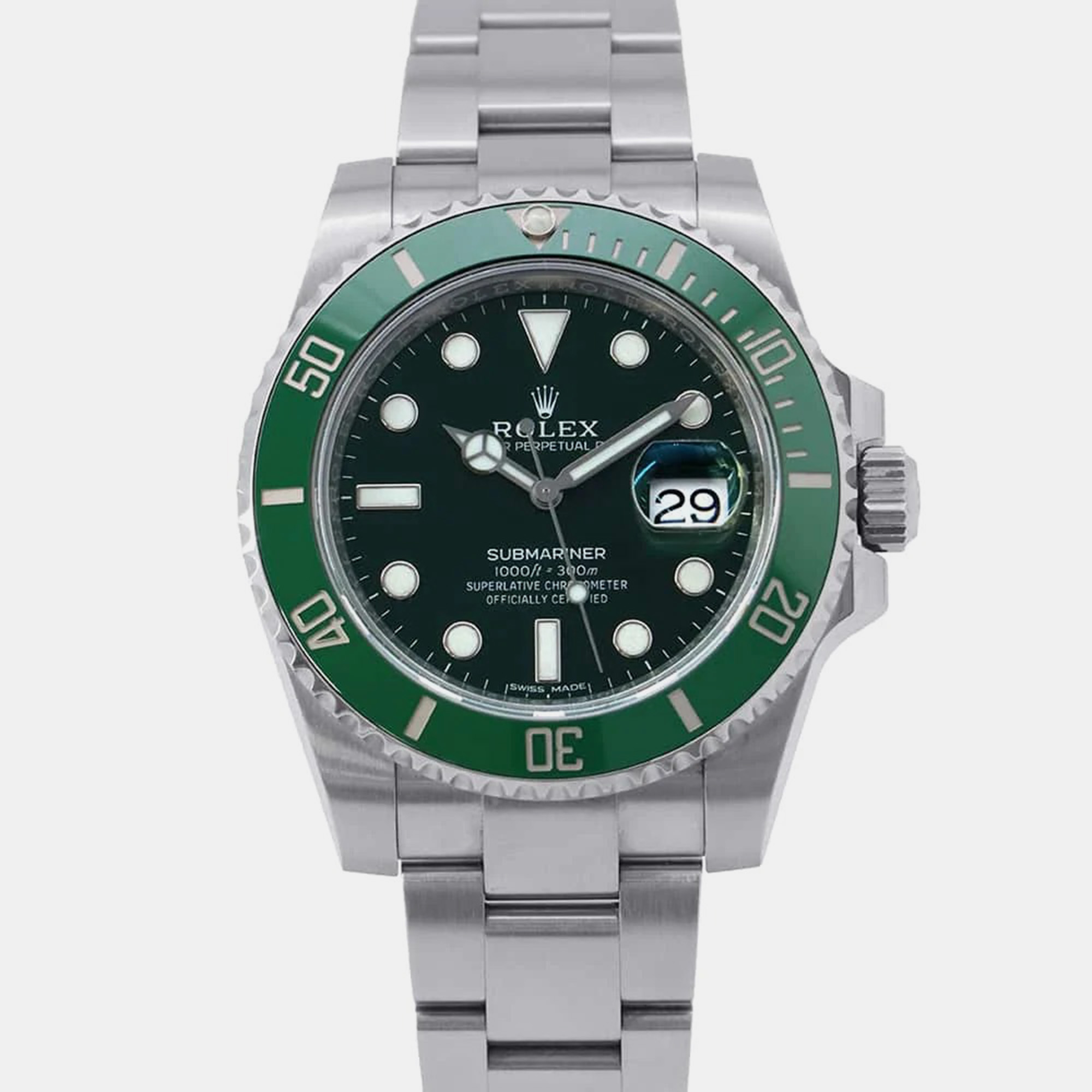 

Rolex Green Stainless Steel Submariner Automatic Men's Wristwatch 40 mm