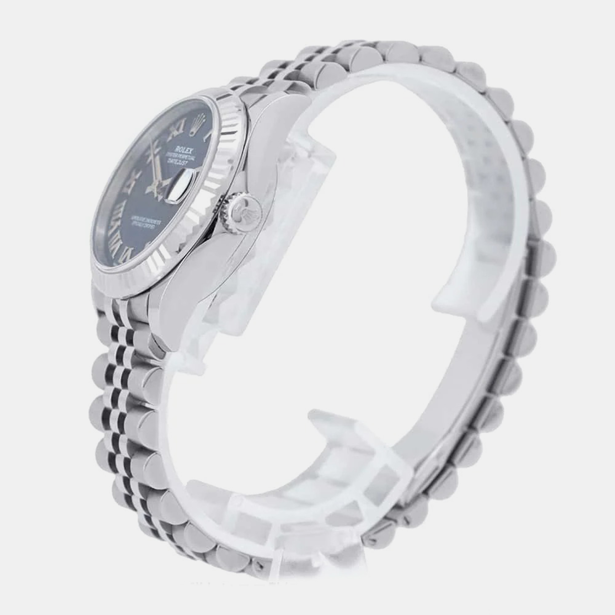 Rolex Blue 18k White Gold Stainless Steel Datejust 278274 Automatic Men`s Wristwatch 31 mm 
