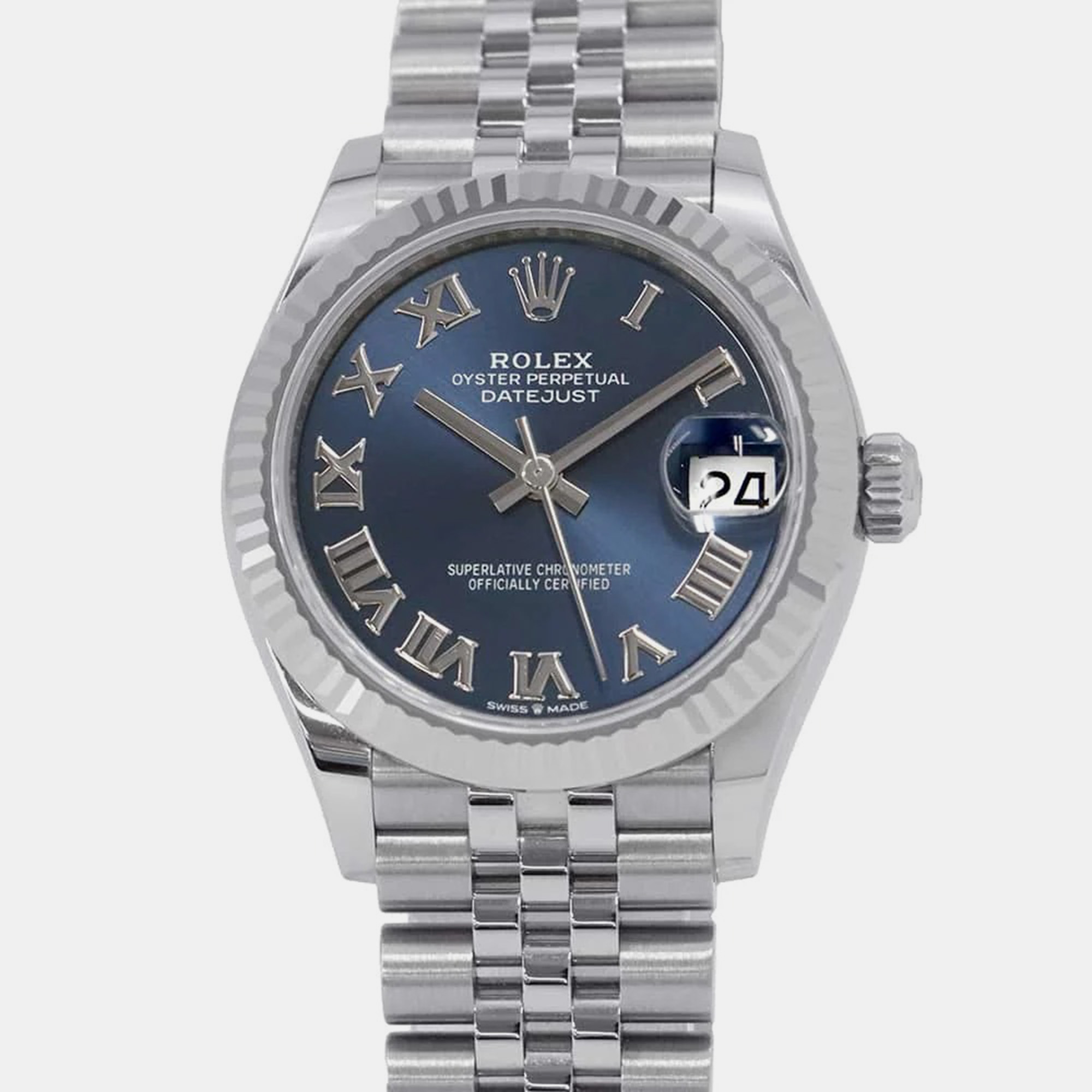 

Rolex Blue 18k White Gold Stainless Steel Datejust 278274 Automatic Men's Wristwatch 31 mm