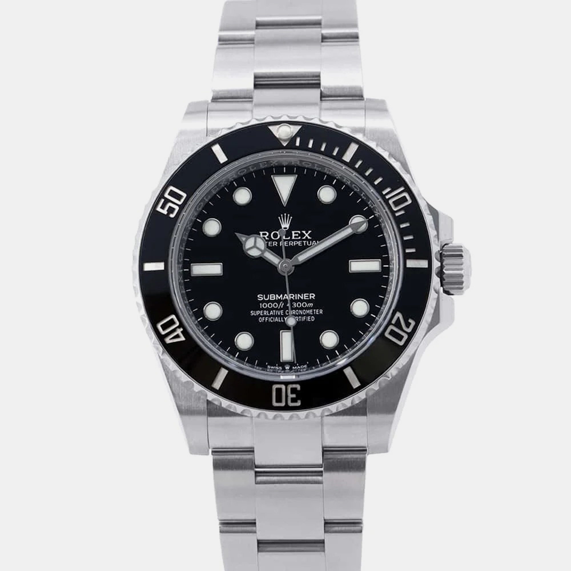 

Rolex Black Stainless Steel Submariner 124060 Automatic Men's Wristwatch 41 mm