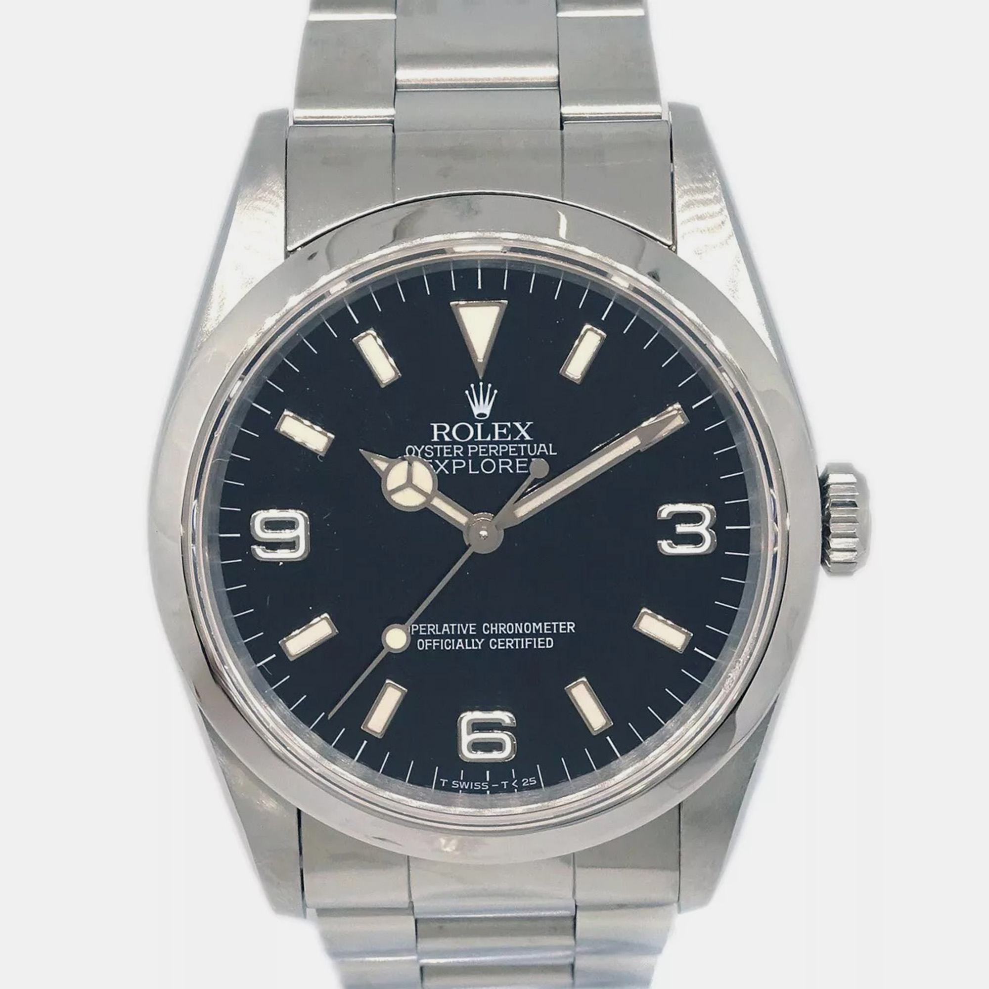 

Rolex Black Stainless Steel Explorer 14270 Automatic Men's Wristwatch 36 mm