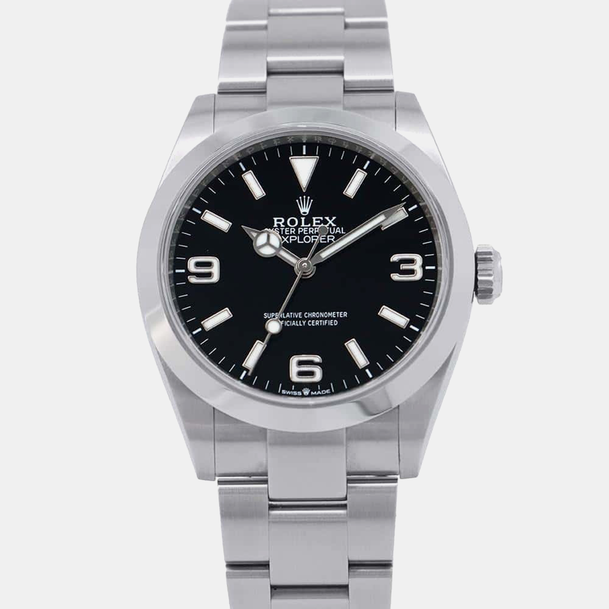 

Rolex Black Stainless Steel Explorer Automatic Men's Wristwatch 40 mm