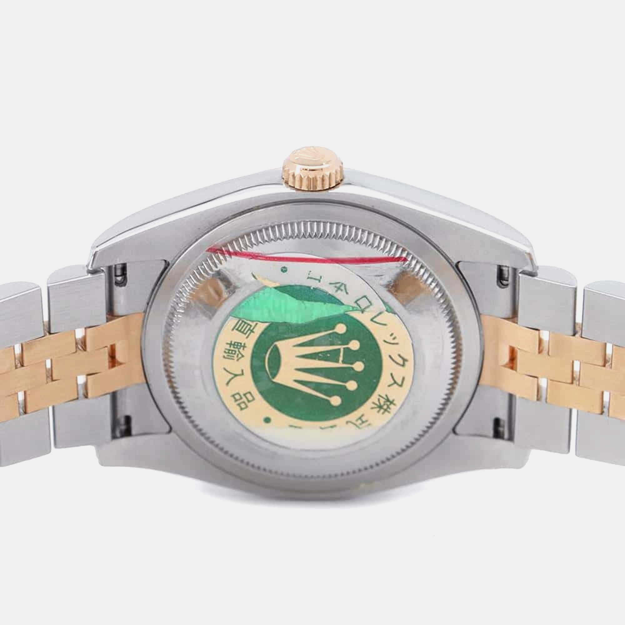 Rolex Black 18k Rose Gold Stainless Steel Datejust Automatic Men`s Wristwatch 36 mm 