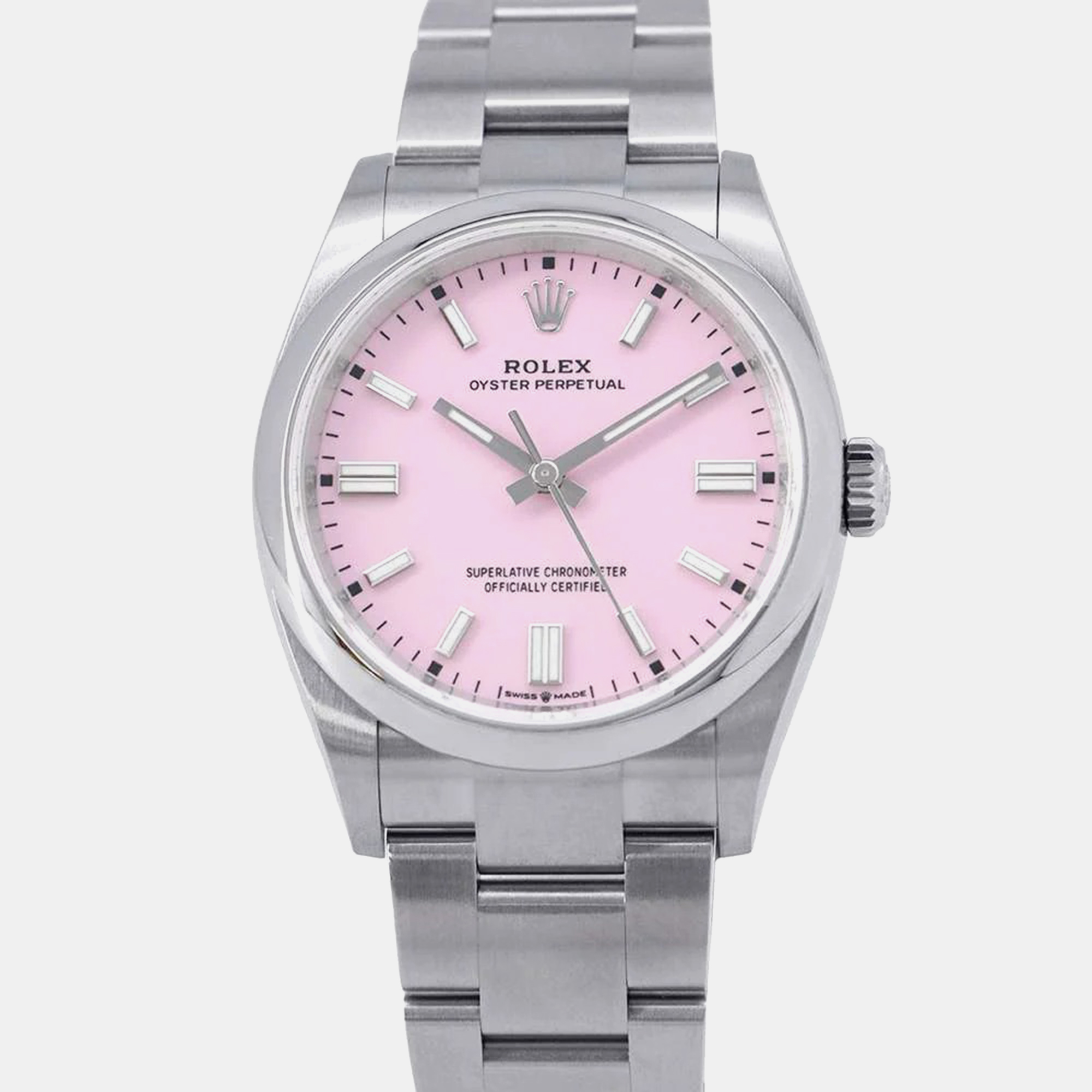 

Rolex Pink Stainless Steel Oyster Perpetual Automatic Men's Wristwatch 36 mm