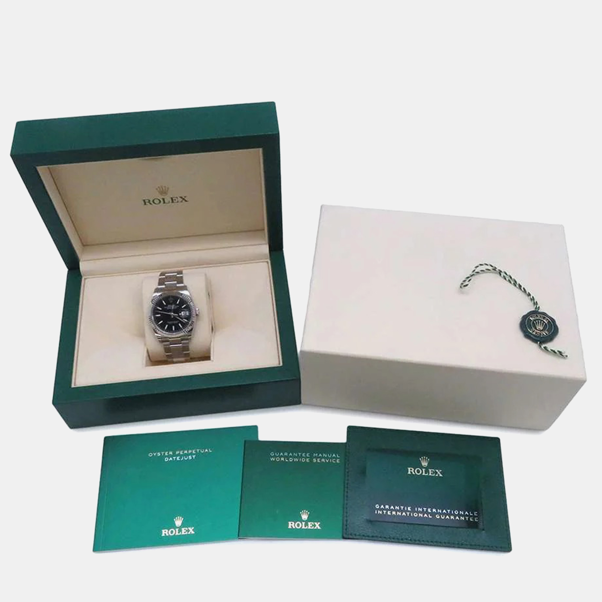Rolex Black Stainless Steel Datejust Automatic Men`s Wristwatch 36 mm 