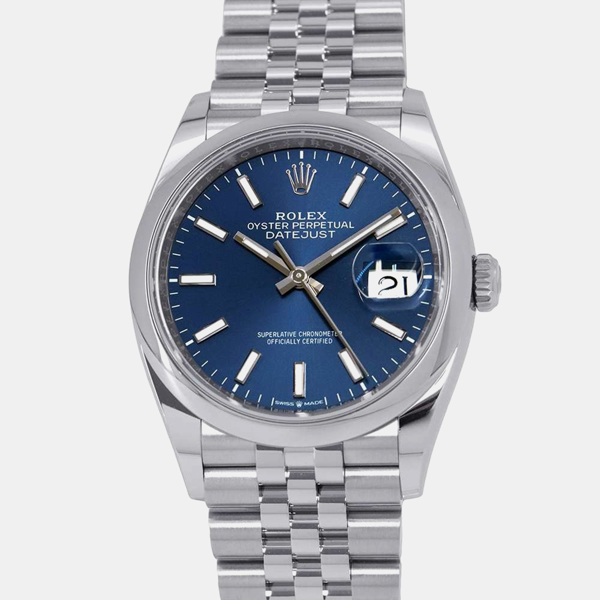 

Rolex Blue Stainless Steel Datejust Automatic Men's Wristwatch 36 mm