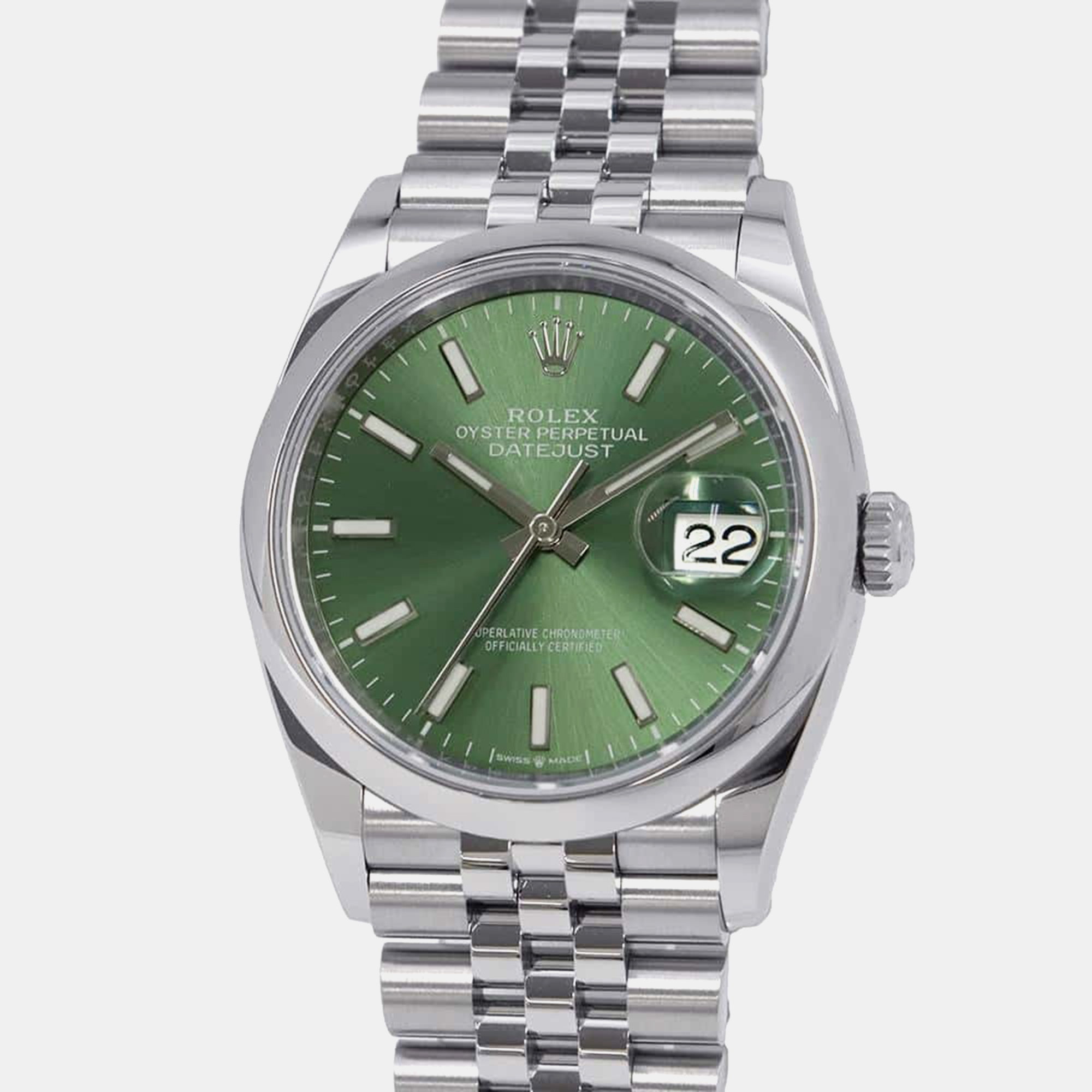 

Rolex Green Stainless Steel Datejust Automatic Men's Wristwatch 36 mm