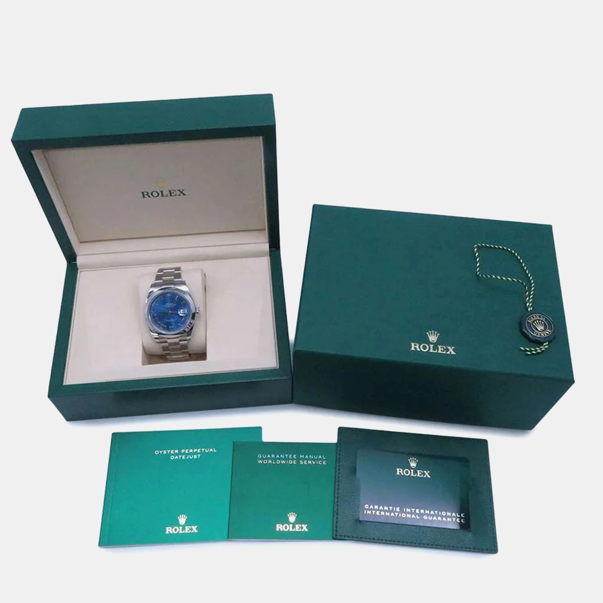 Rolex Blue Stainless Steel Datejust Automatic Men`s Wristwatch 41 mm 