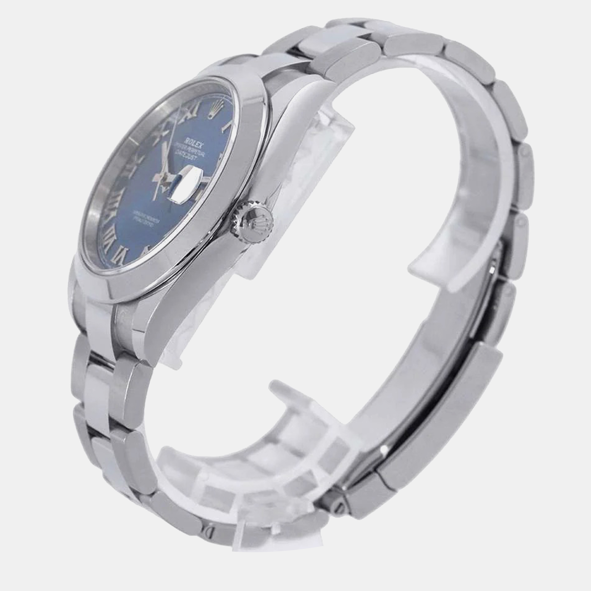 Rolex Blue Stainless Steel Datejust Automatic Men`s Wristwatch 41 mm 