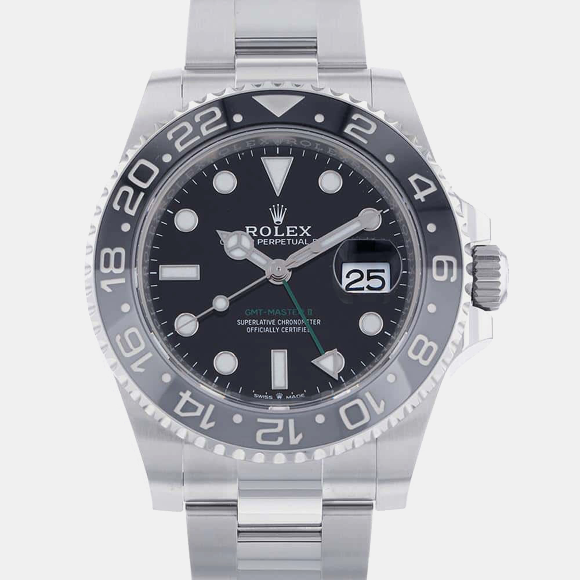 

Rolex Black Stainless Steel GMT-Master II Automatic Men's Wristwatch 40 mm