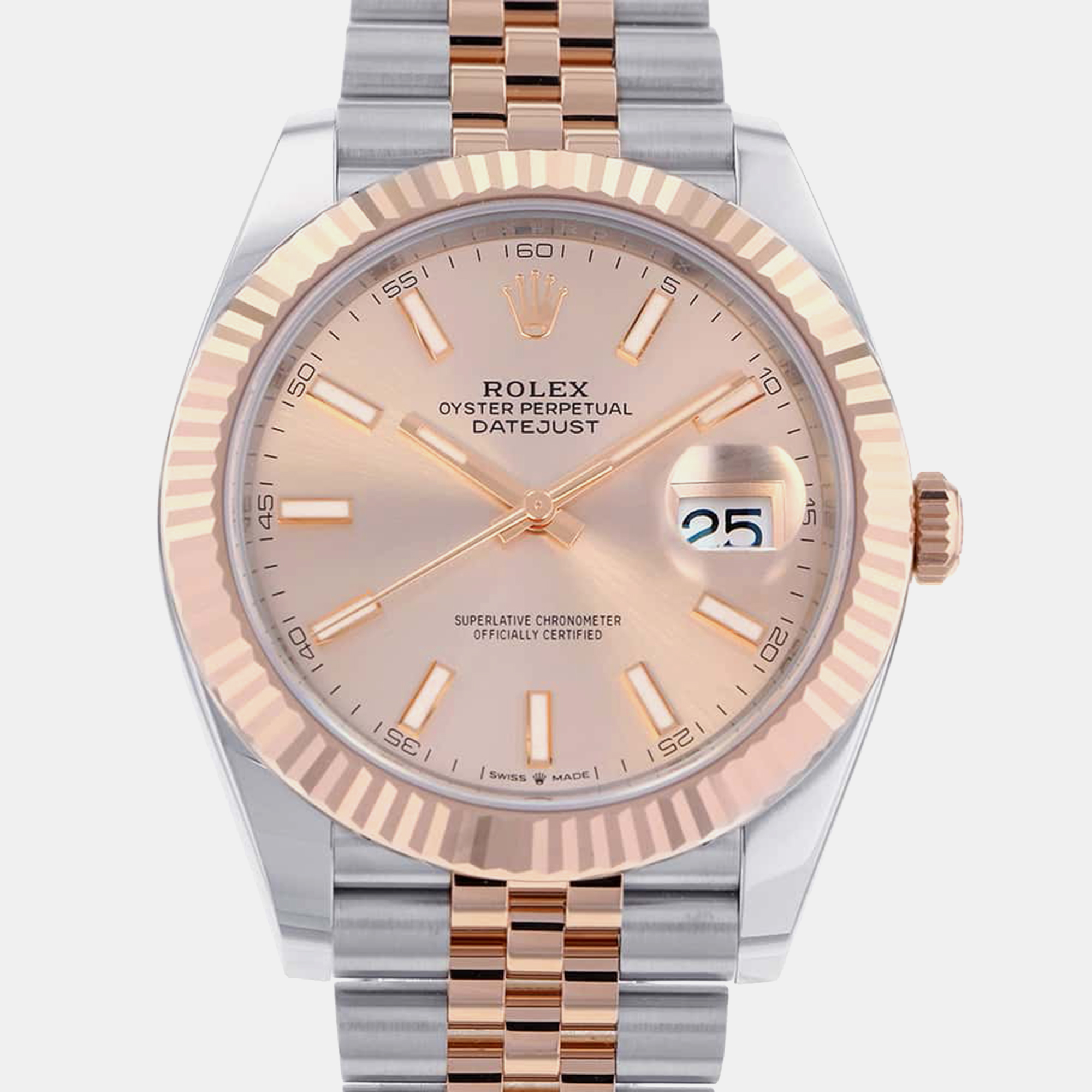 

Rolex Gold 18k Rose Gold Stainless Steel Datejust Automatic Men's Wristwatch 41 mm