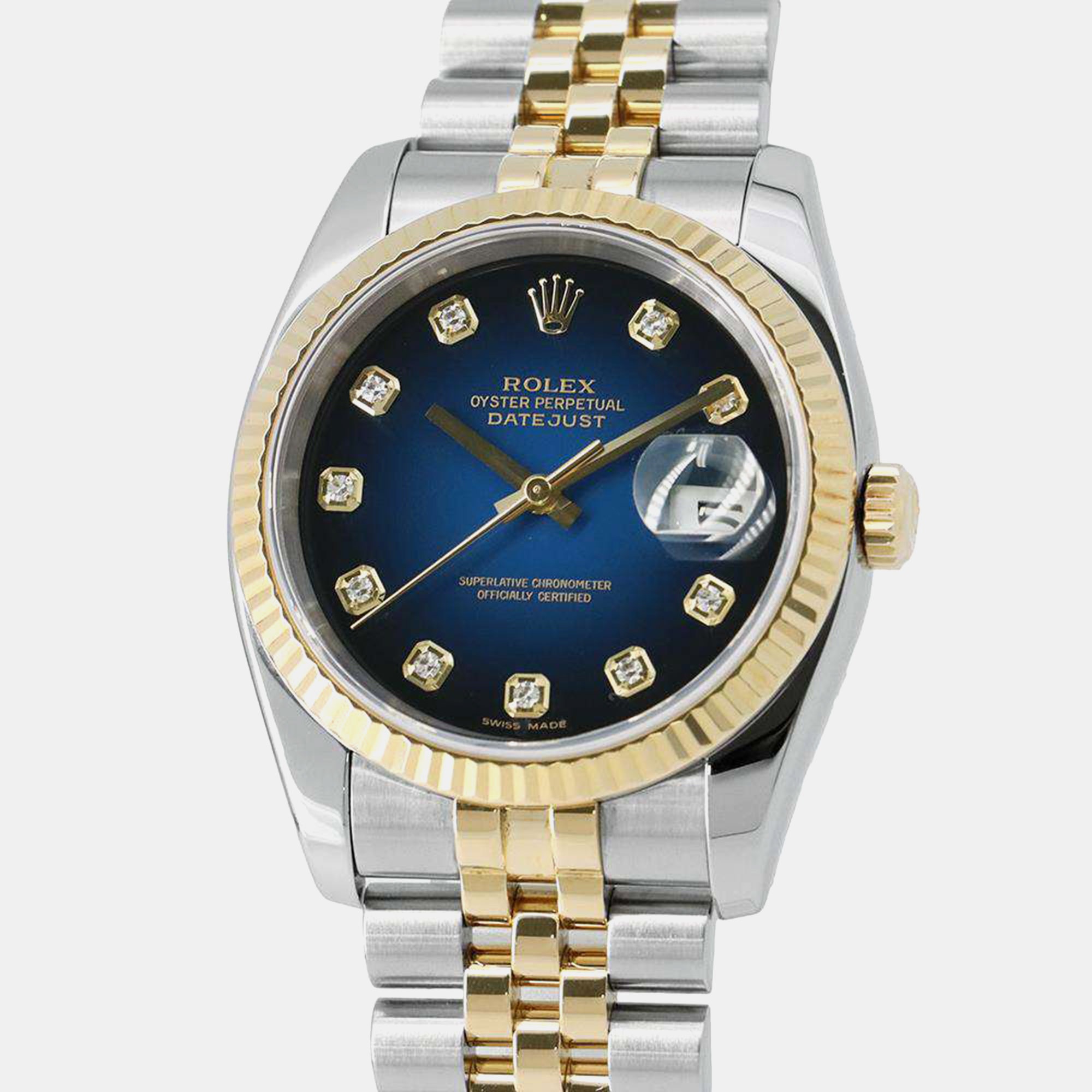 

Rolex Blue 18k Yellow Gold Stainless Steel Datejust 116233 Automatic Men's Wristwatch