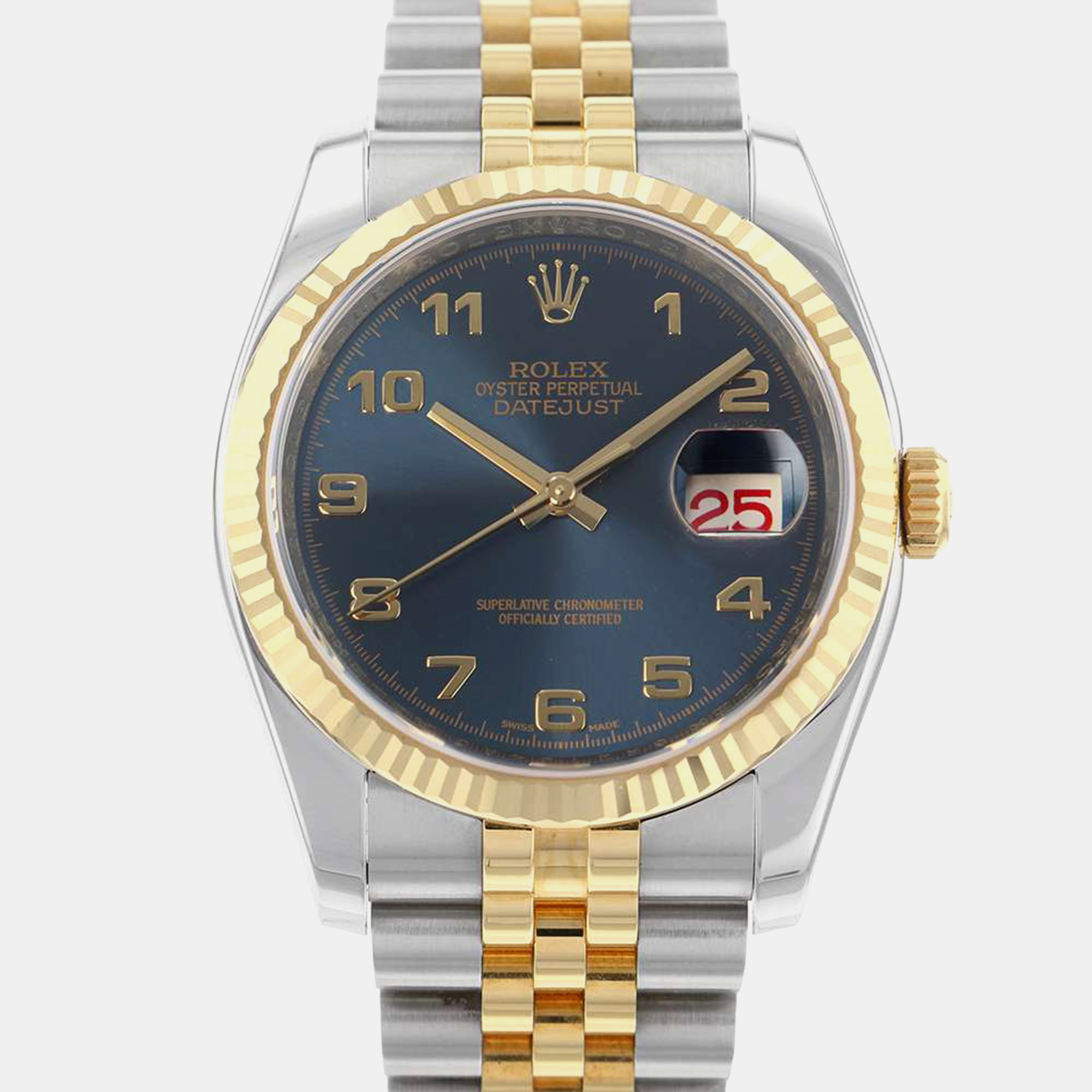 

Rolex Blue 18k Yellow Gold Stainless Steel Datejust Automatic Men's Wristwatch