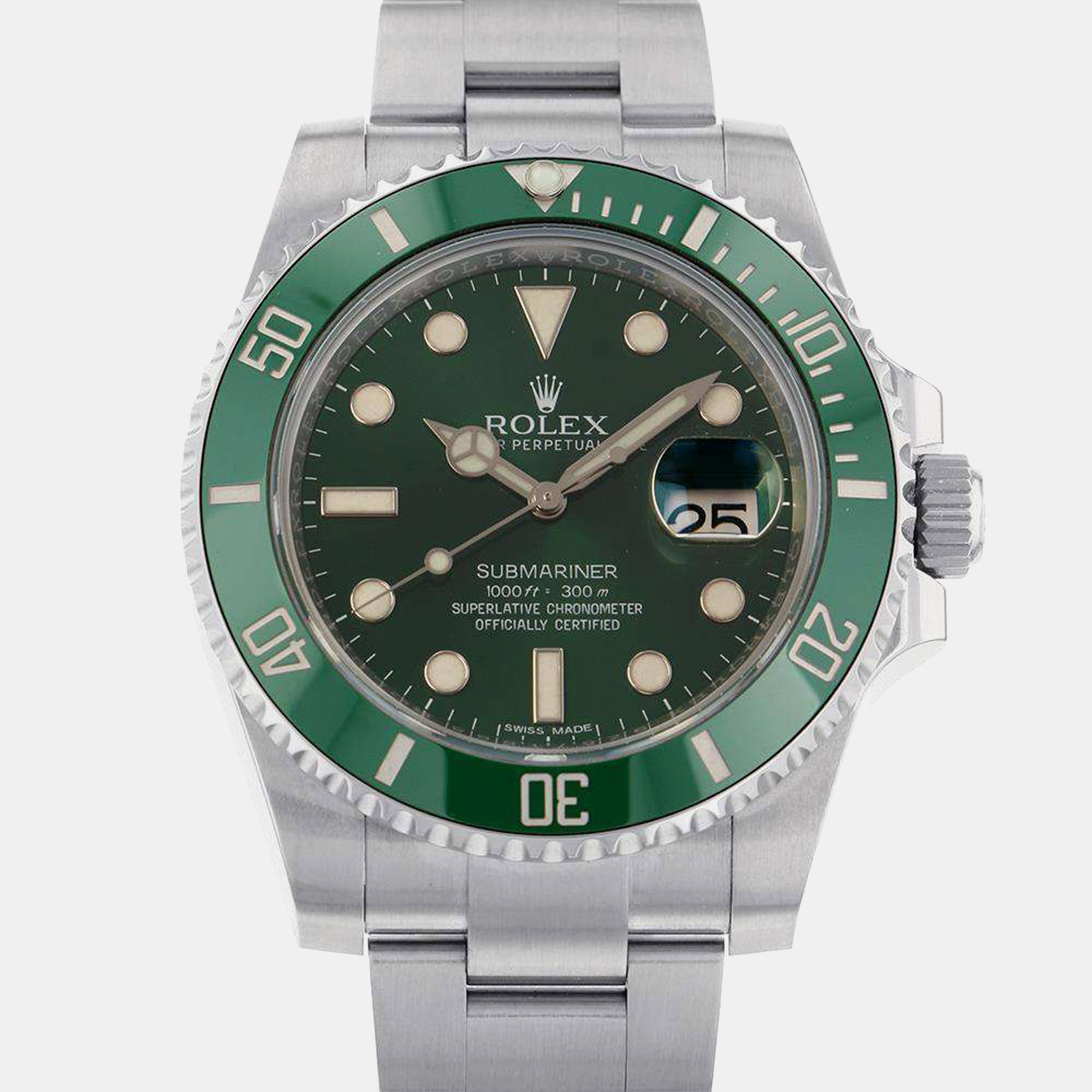 

Rolex Green Stainless Steel Submariner 116610LV Automatic Men's Wristwatch