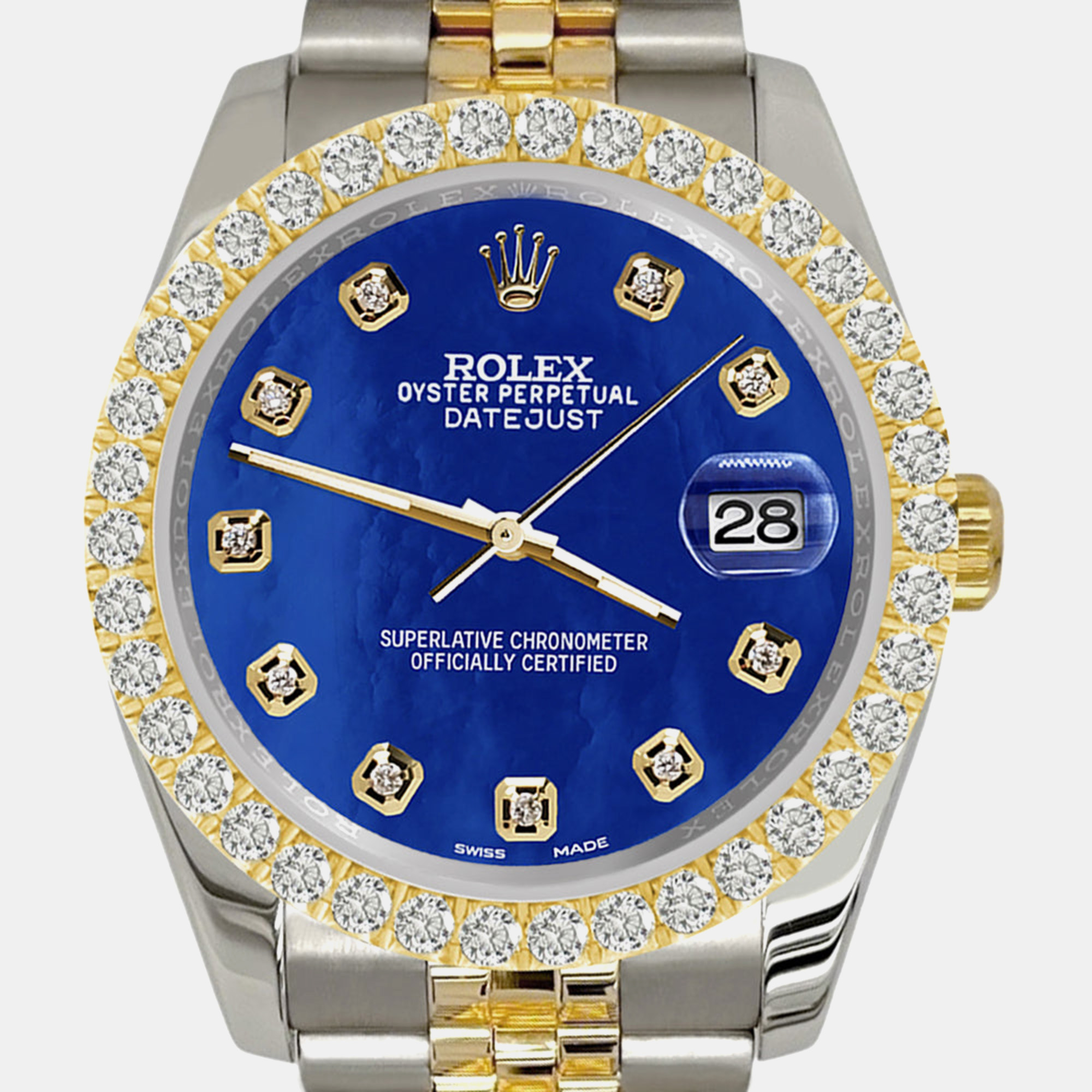 

Rolex datejust 116233  3.05ct diamond bezel royal blue mop dial jubilee Wristwatch