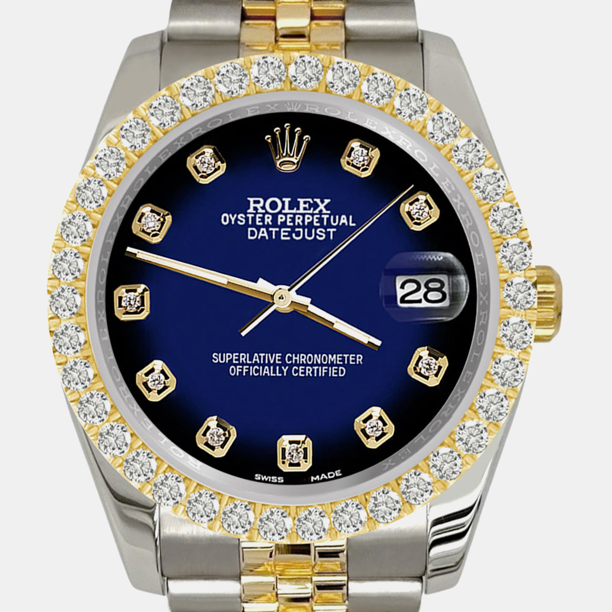 

Rolex datejust 116233  3.05ct diamond bezel blue vignette dial jubilee Wristwatch