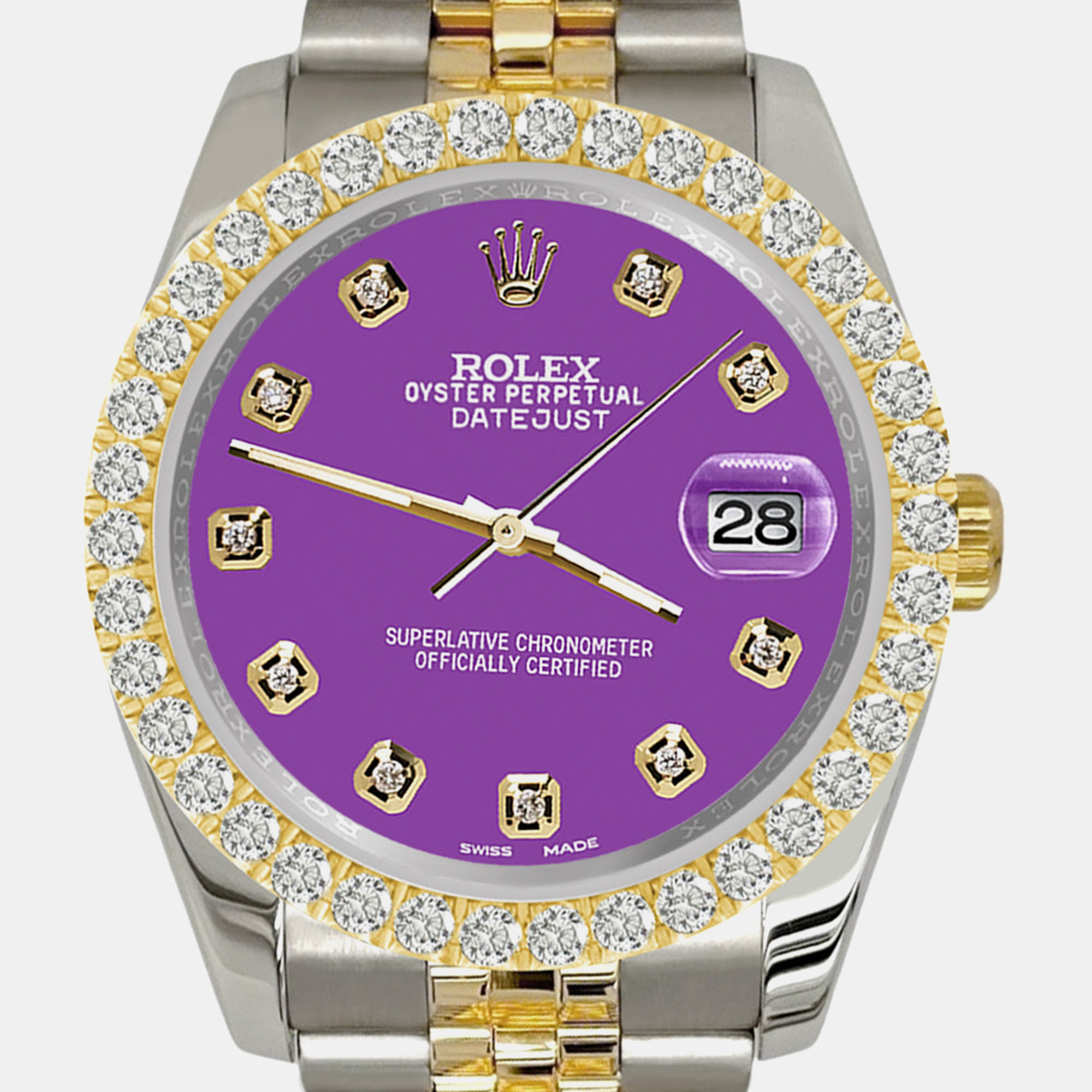 

Rolex datejust 116233  3.05ct diamond bezel sangria dial jubilee Wristwatch, Purple