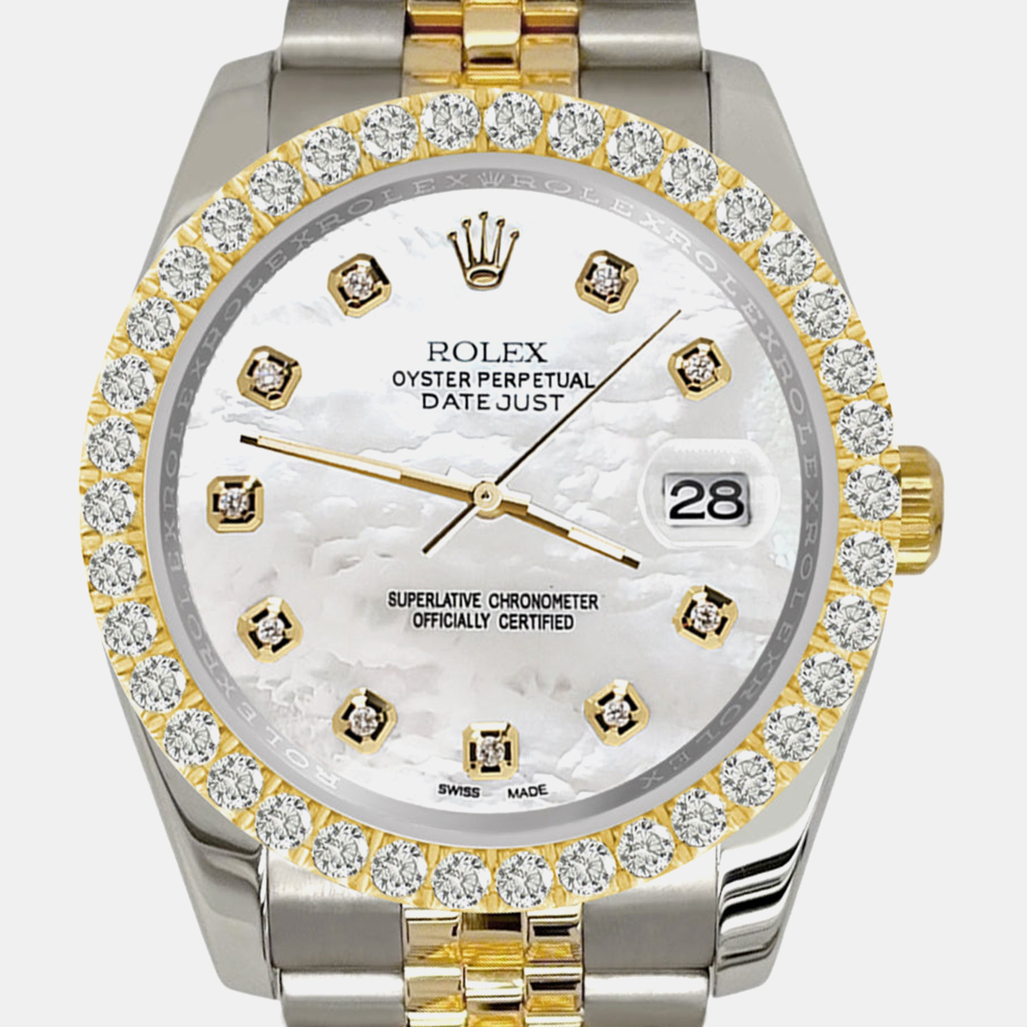 

Rolex datejust 116233  diamond bezel white mop dial jubilee Wristwatch