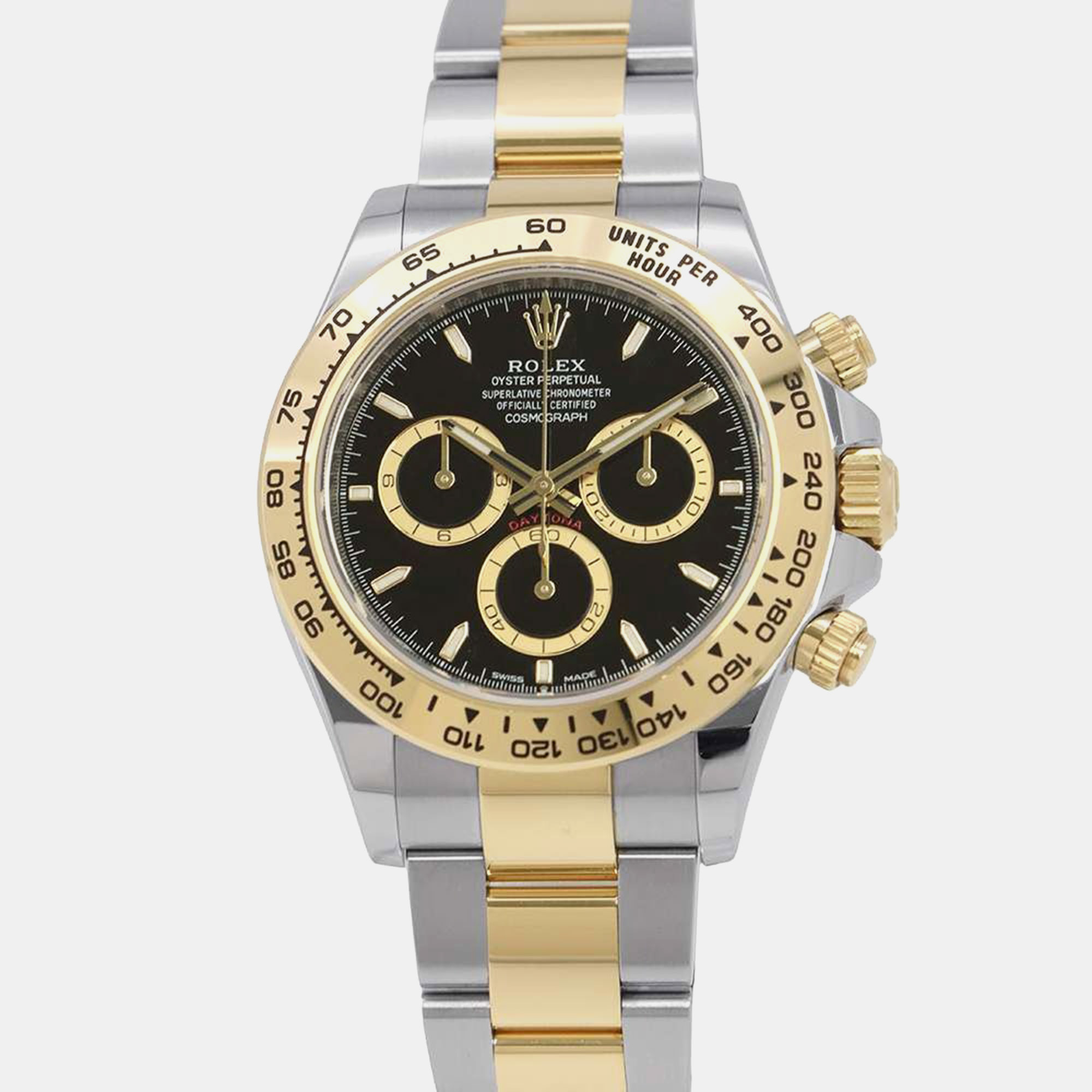 

Rolex Black 18k Yellow Gold Stainless Steel Cosmograph Daytona Automatic Men's Wristwatch 40 mm