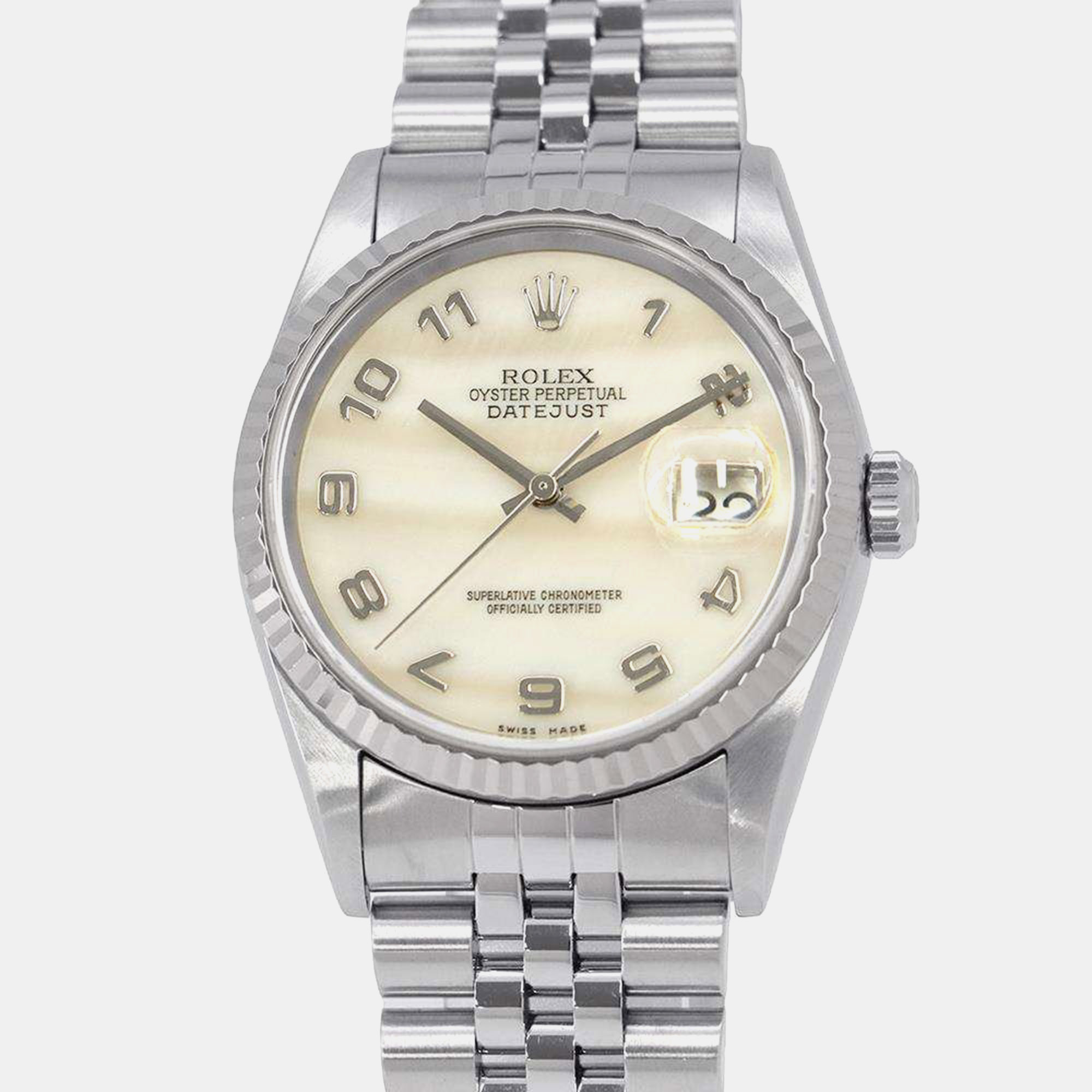 

Rolex Mother of Pearl 18k White Gold Stainless Steel Datejust Automatic Men's Wristwatch 36 mm