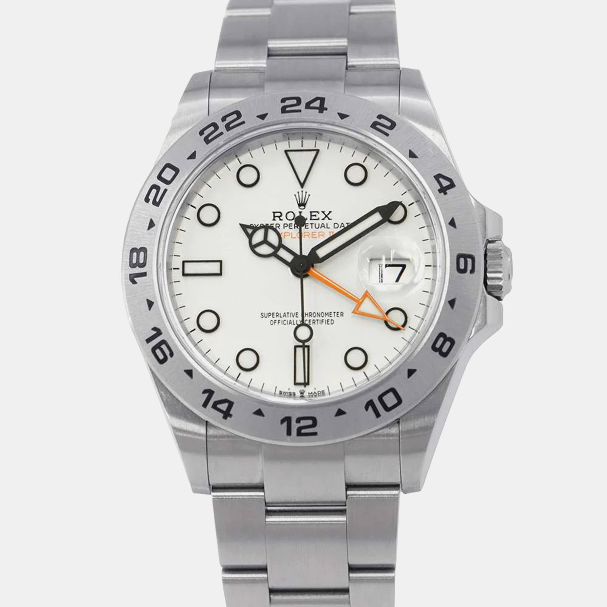 

Rolex White Stainless Steel Explorer II Automatic Men's Wristwatch 42 mm