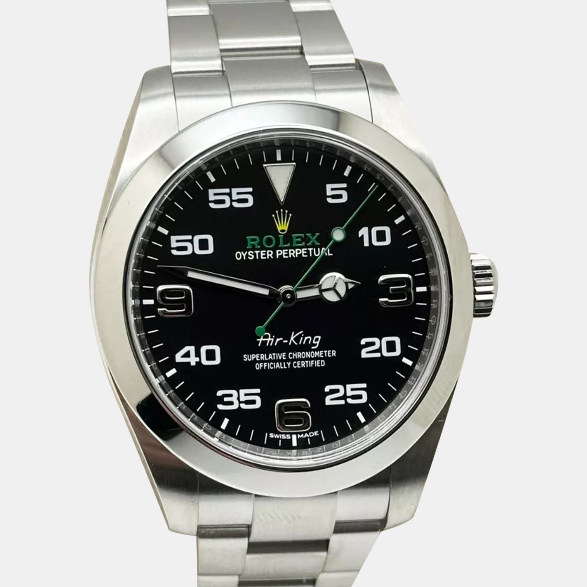 

Rolex Black Stainless Steel Air-King 116900 Automatic Men's Wristwatch 40 mm