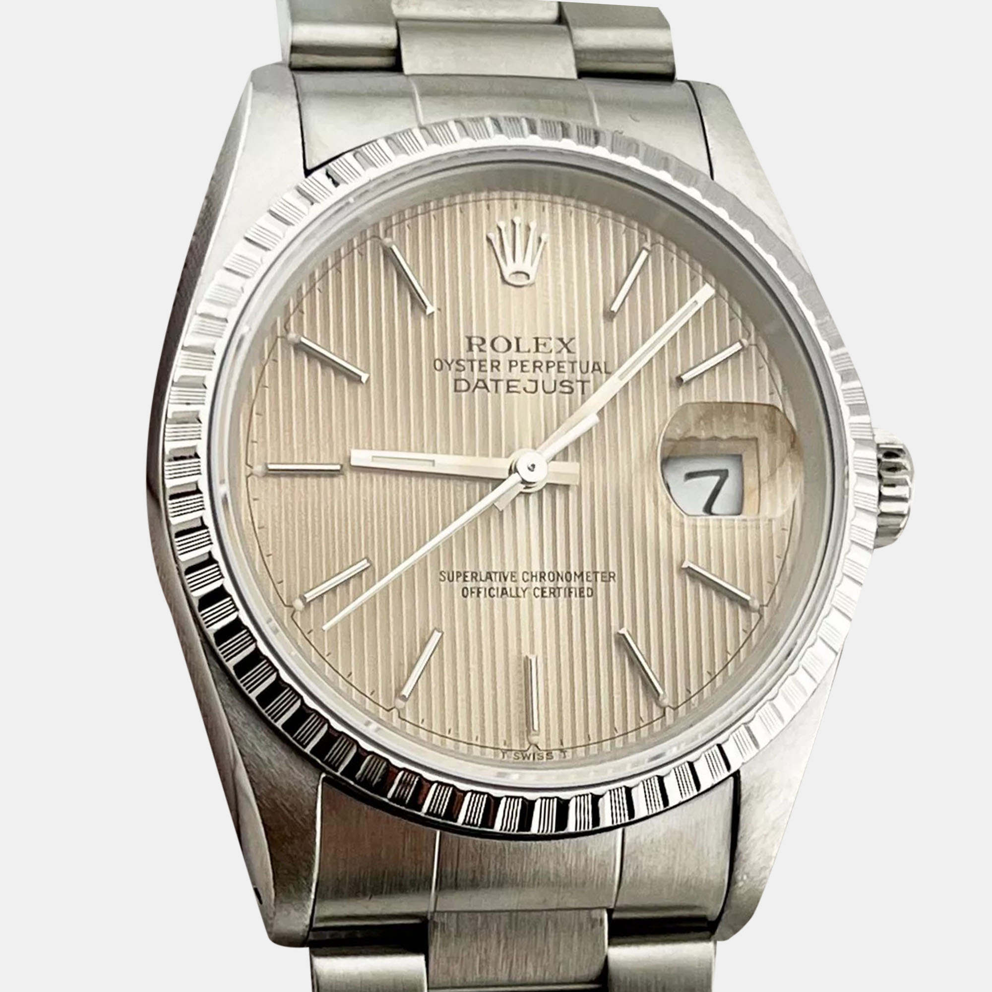 

Rolex Silver Stainless Steel Datejust 16220 Automatic Men's Wristwatch 36 mm