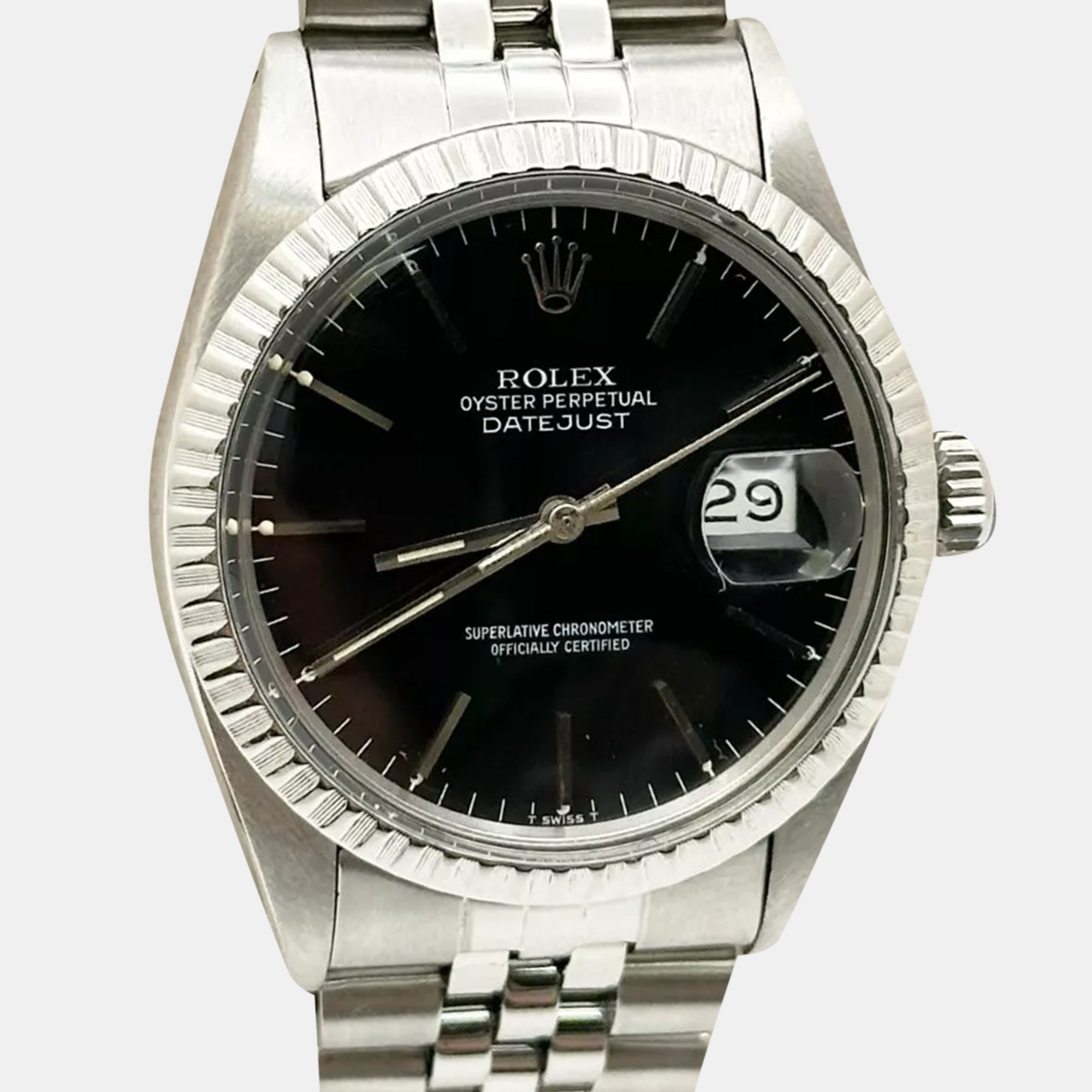 

Rolex Black Stainless Steel Datejust 16030 Automatic Men's Wristwatch 36 mm
