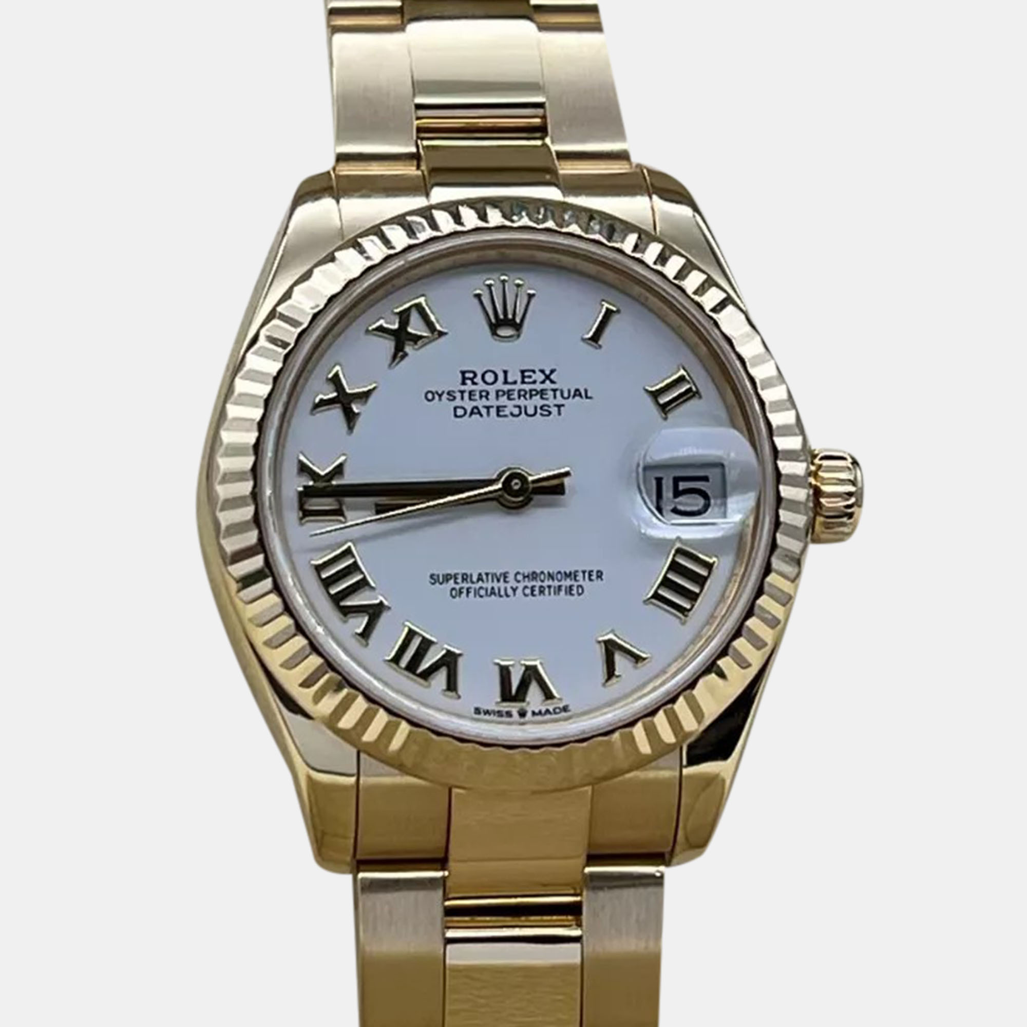 

Rolex White 18k Yellow Gold Datejust 278278 Automatic Men's Wristwatch 31 mm