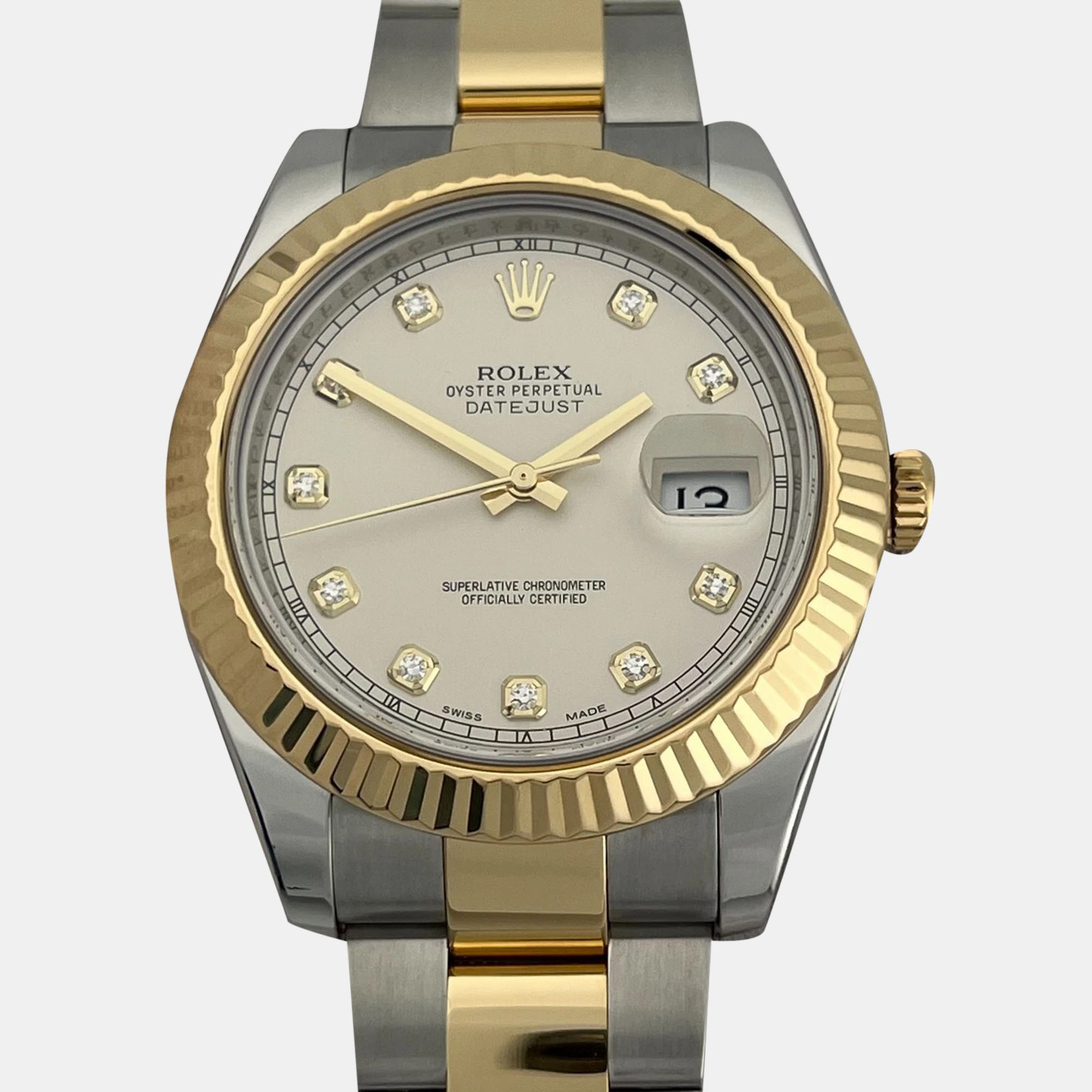 

Rolex White Diamond 18k Yellow Gold Stainless Steel Datejust II 126301 Automatic Men's Wristwatch 41 mm