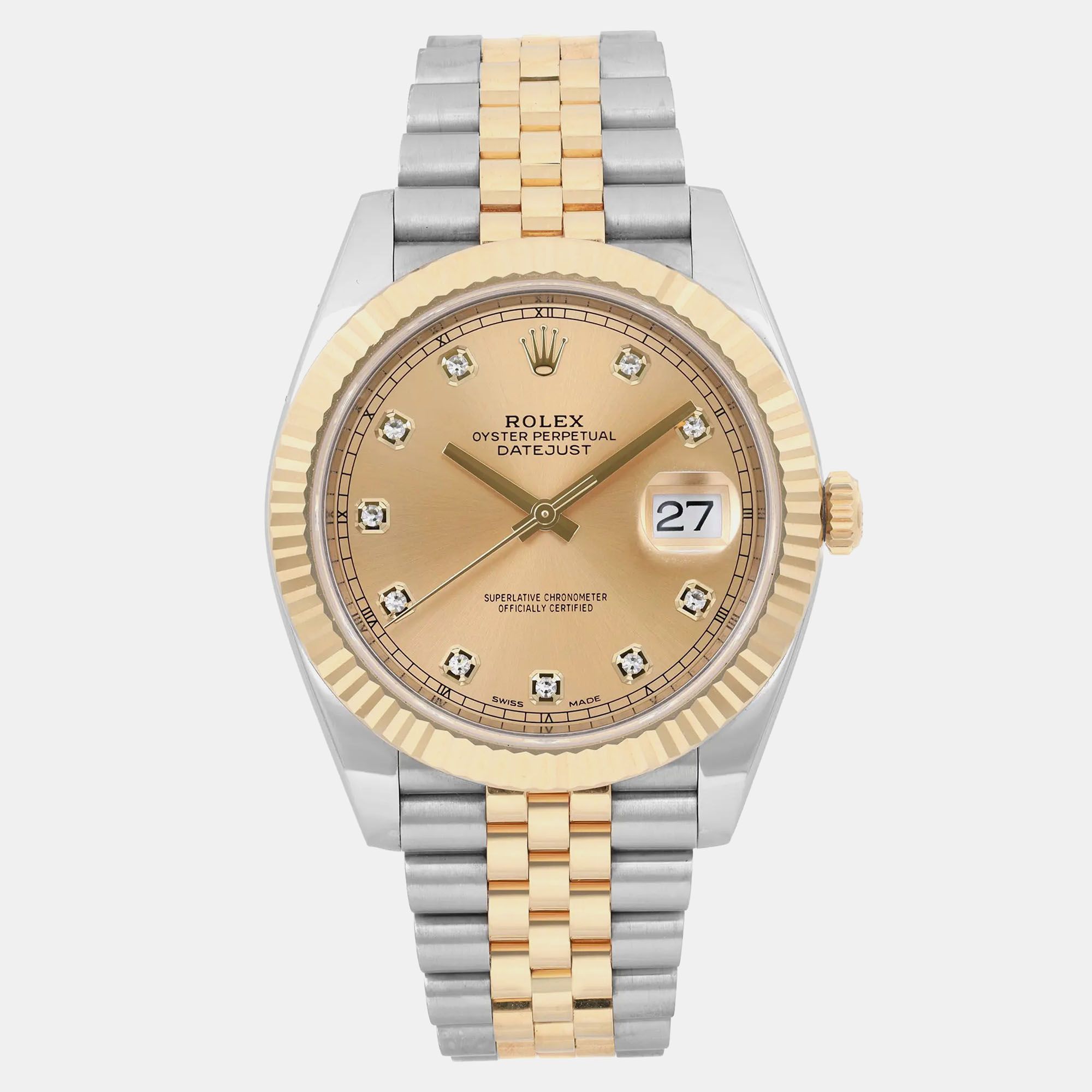 

Rolex Champagne Diamond 18k Yellow Gold Datejust 126333 Automatic Men's Wristwatch 41 mm