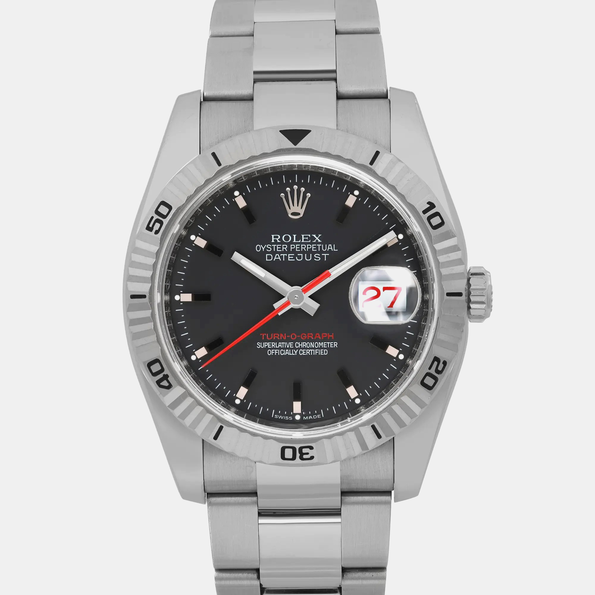 

Rolex Black Stainless Steel Datejust Turn-O-Graph
