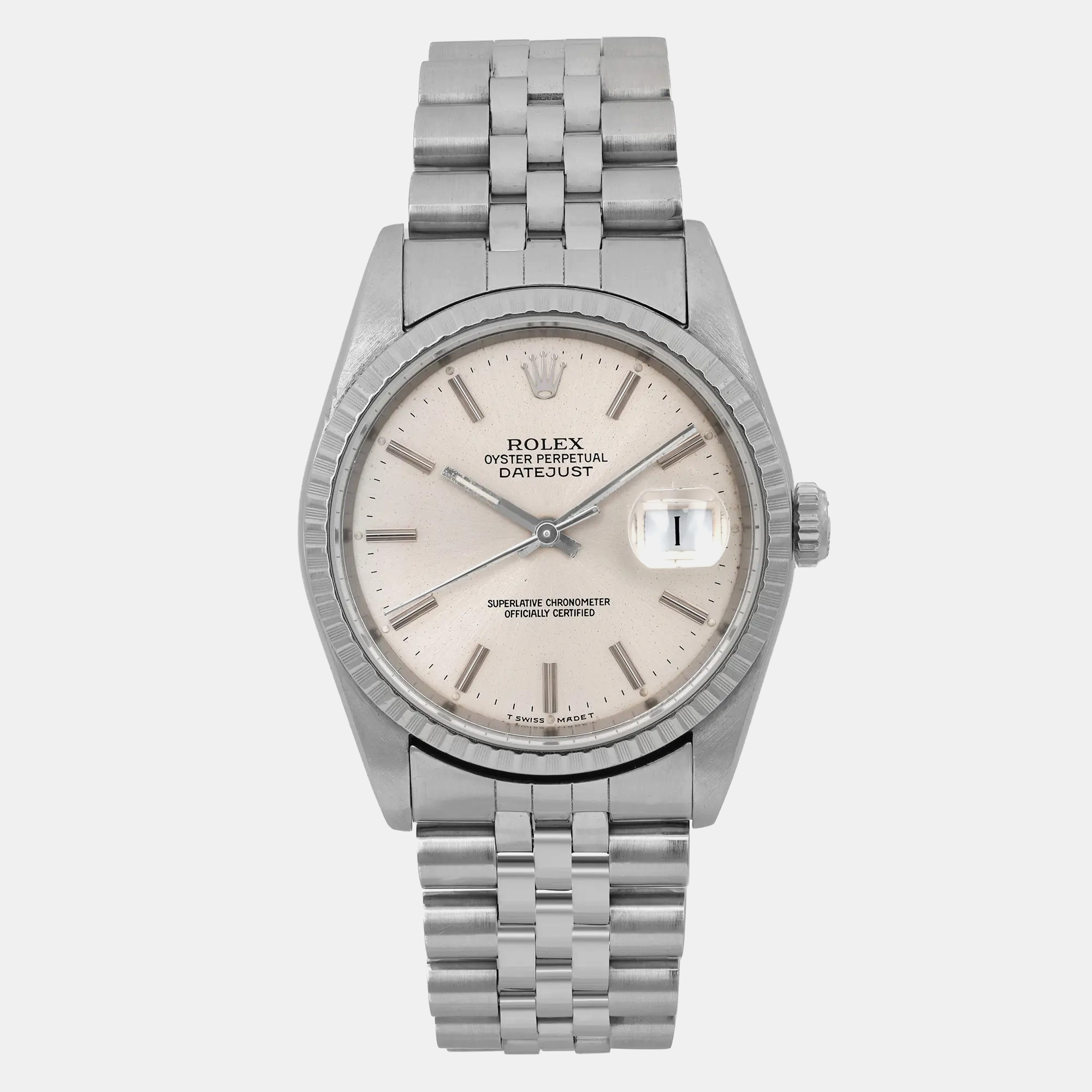 

Rolex Silver Stainless Steel Datejust 16220 Automatic Men's Wristwatch 36 mm