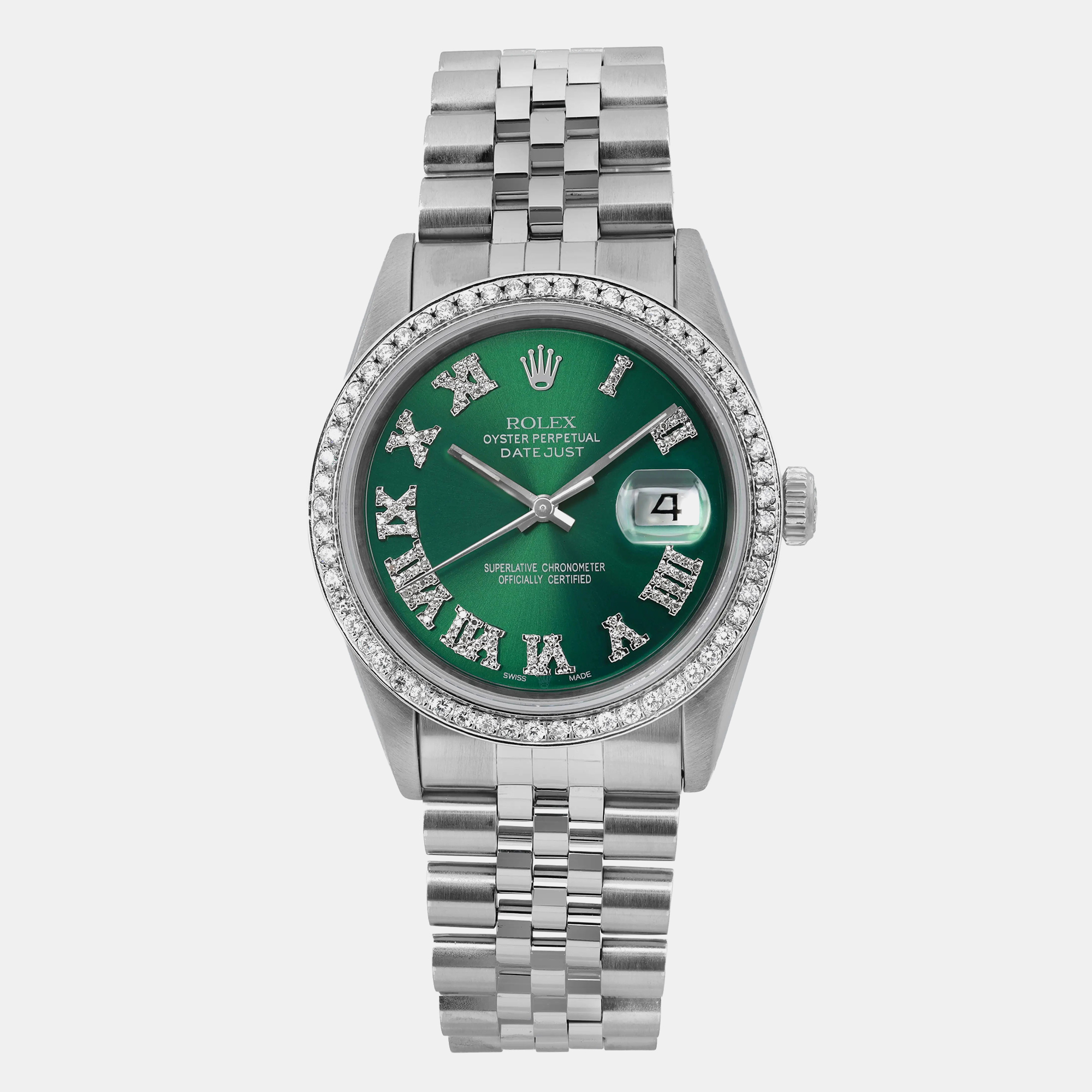 

Rolex Custom Green Diamond Stainless Steel Datejust