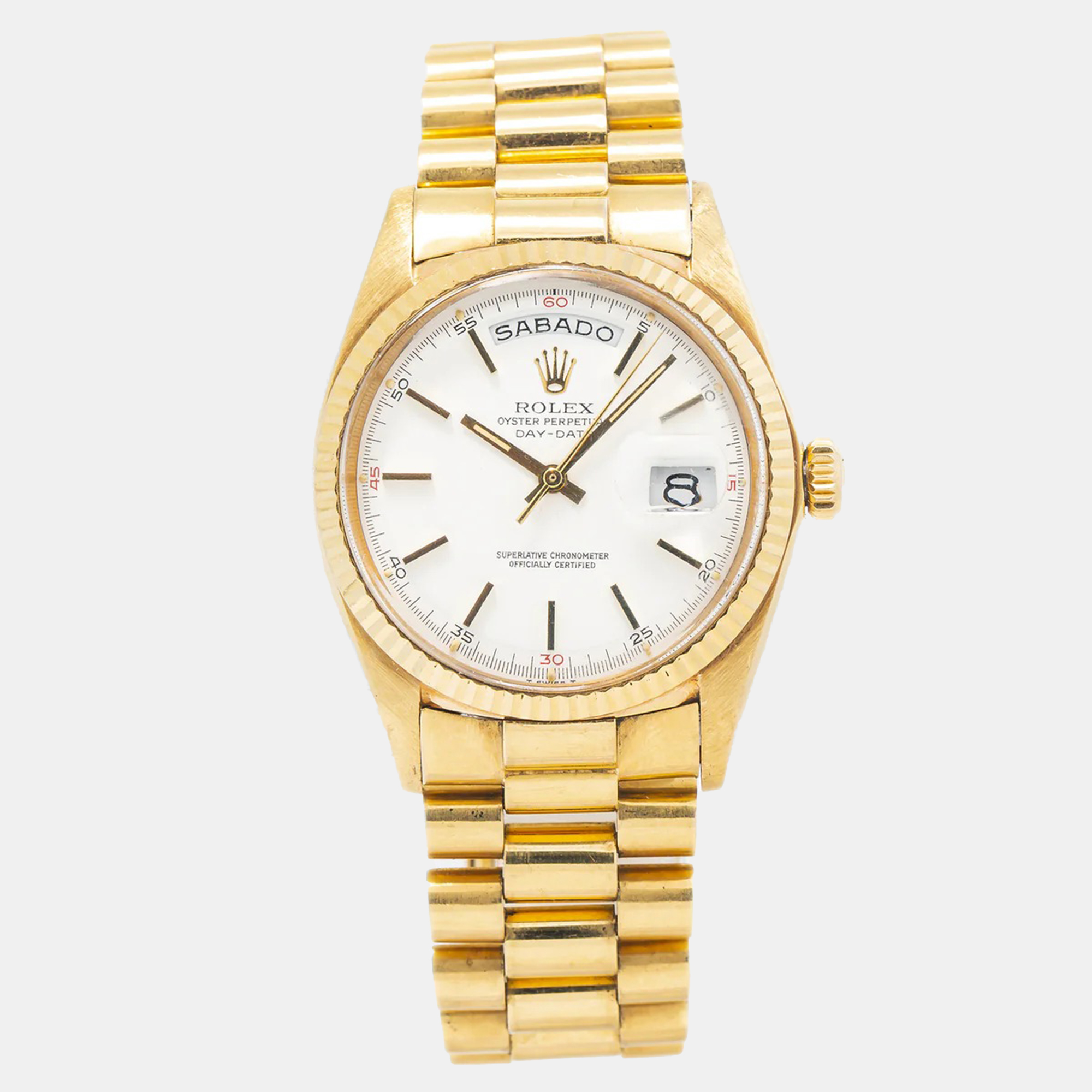 

Rolex Day-Date 1803 White Dial 18K Yellow Gold Automatic Men's Wristwatch 36 mm